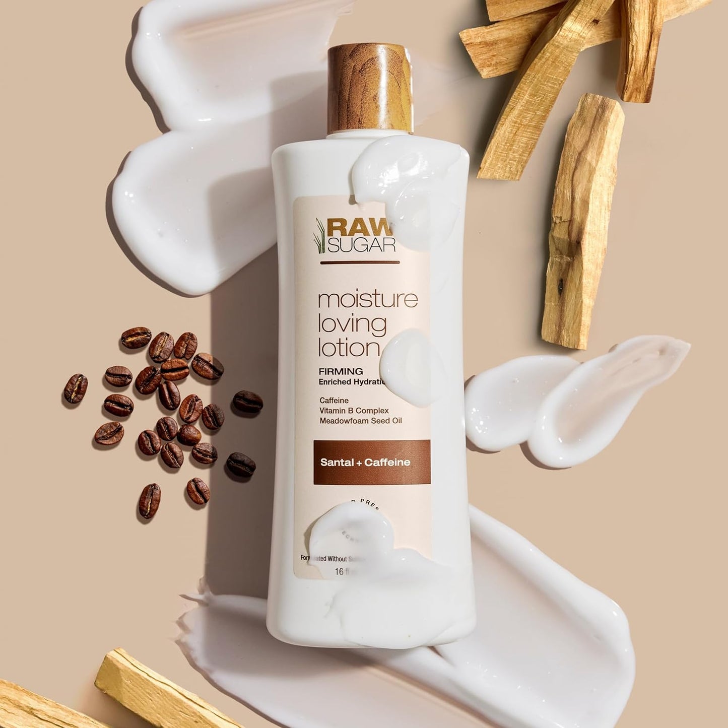 Raw Sugar Santal Body Love Bundle - Body Scrub, Body Lotion, Soap Bar, & Deodorant, Vegan and Cruelty Free, Formulated without Sulfates + Parabens