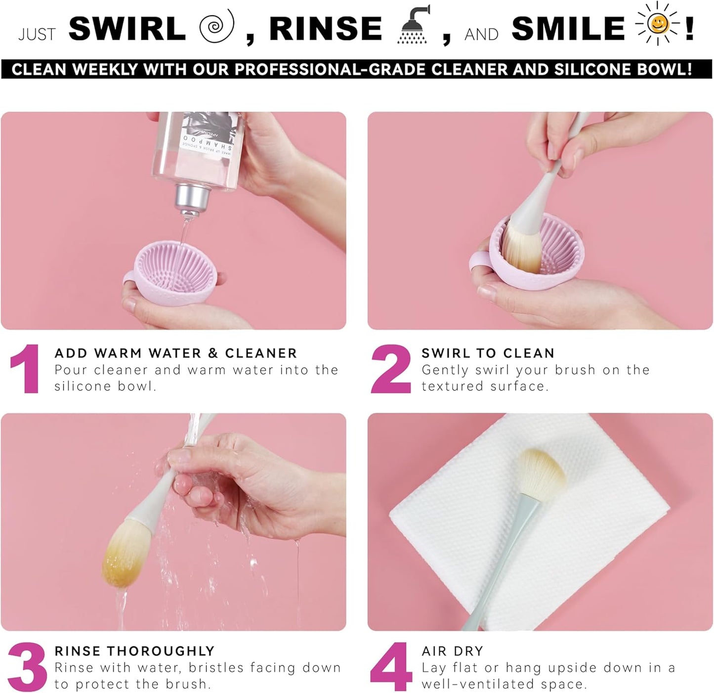 Makeup Brush Cleaner with Silicone Mat, Tea Tree Oil, Shampoo for Sponges & Puffs, Deep Cleaning, Antibacterial, Conditions Bristles, Gentle, Vegan & Cruelty-Free, 6.76 fl.oz