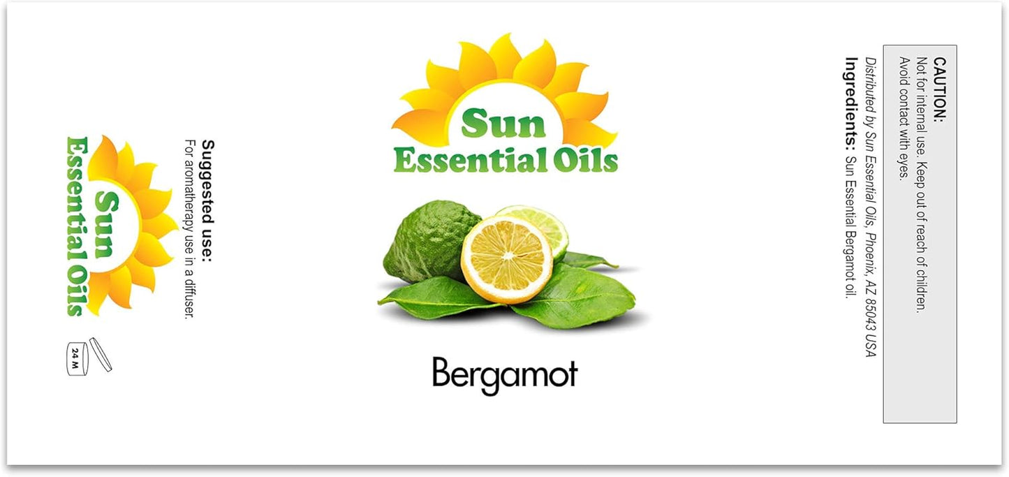 Sun Essential Oils Bergamot Essential Oil - Aromatherapy Oil - 2 Fluid Ounces