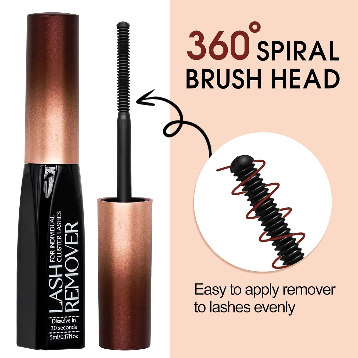 Deep Cleansing Cluster Lash Remover, Eyelash Glue Remover for Individual False Lashes, 15s Fast Removal, Safe Ingredients, Cruelty-Free, 0.17 fl oz