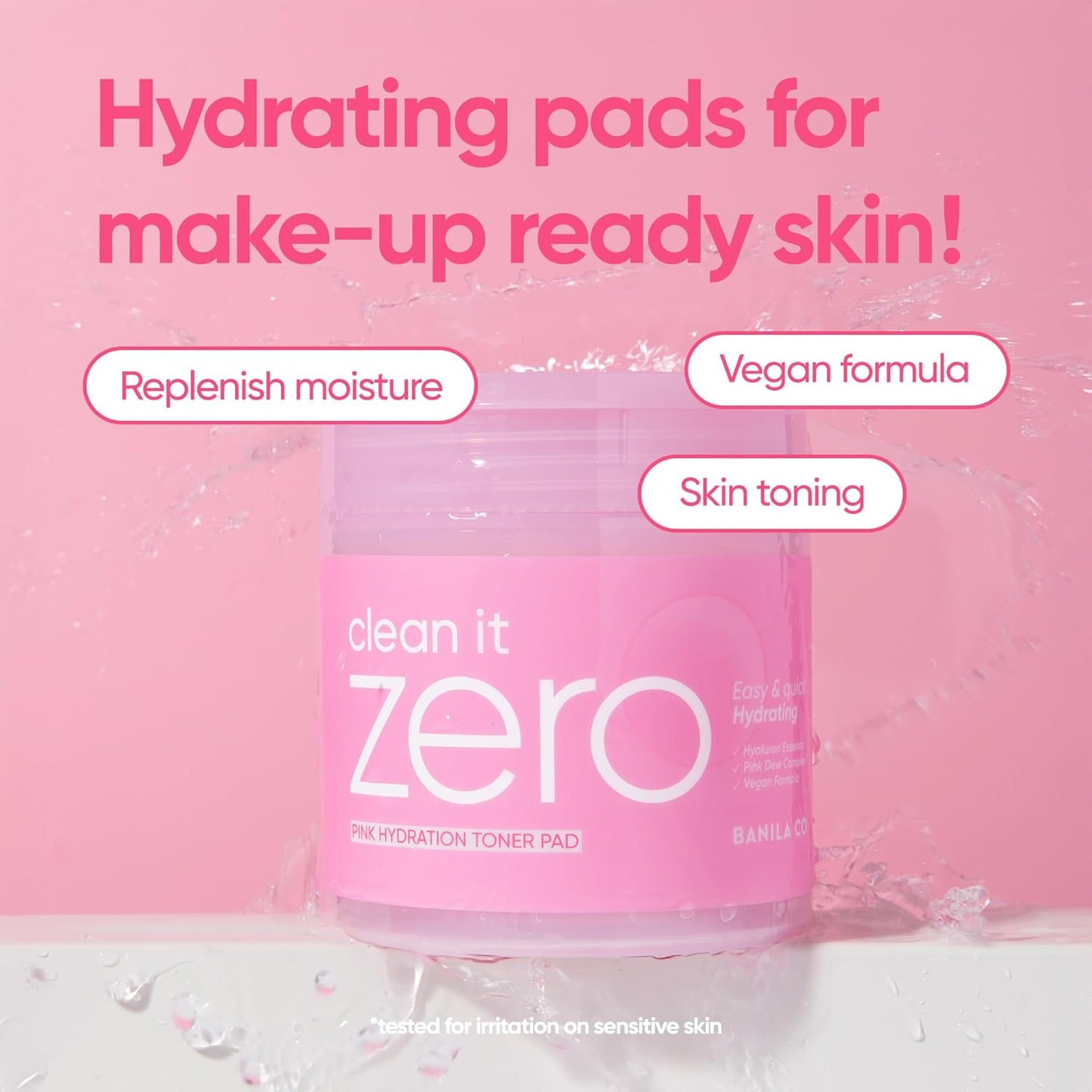 BANILA CO Clean it Zero Pink Hydration Toner Pad | Vegan Korean 3-Layered Pads | Hyaluronic Acids and Vitamin Complex to Moisturize and Soothe Skin | Hypoallergenic, Alcohol Free (70 Pads)