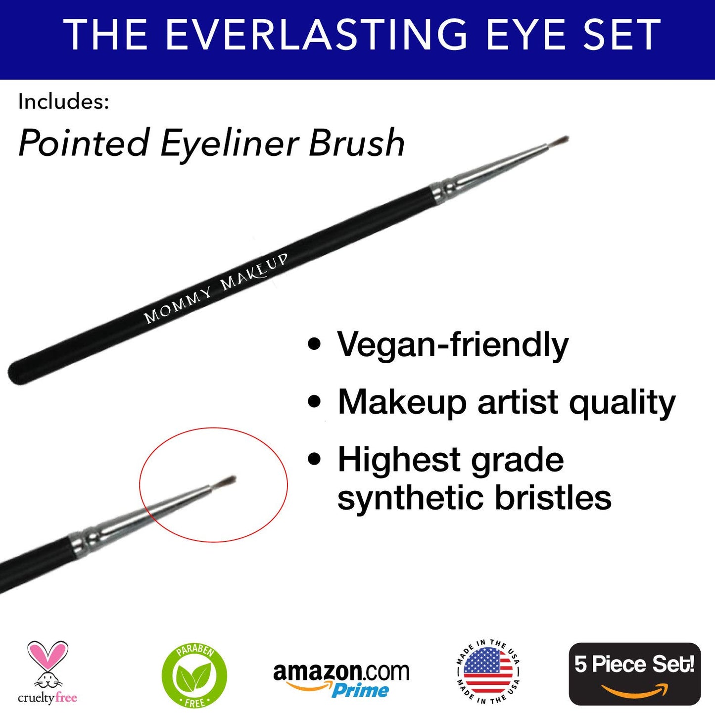 The Everlasting Eye 5 Piece Waterproof Makeup Set. Gel Eyeliner, Creme Eyeshadow, 2 brushes and Mesh Bag. Paraben-free, Talc-free, Cruelty-free. Anna/Amethyst 1206