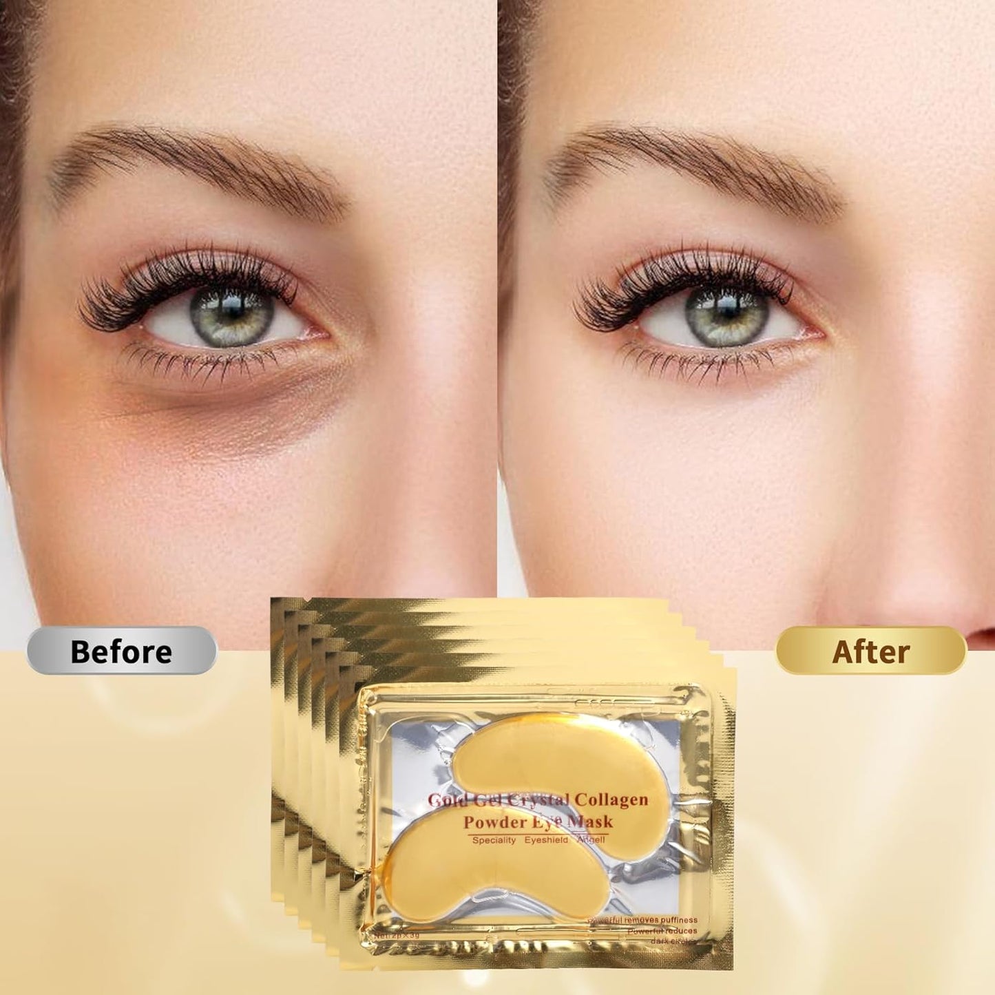 50 Pairs 24K Gold Eye Mask, Collagen Under Eye Mask for Dark Cirlce, Puffiness, Refresh, Revitalizing, Travel, Wrinkles, Eye Patches Luxury Gift for Women & Men