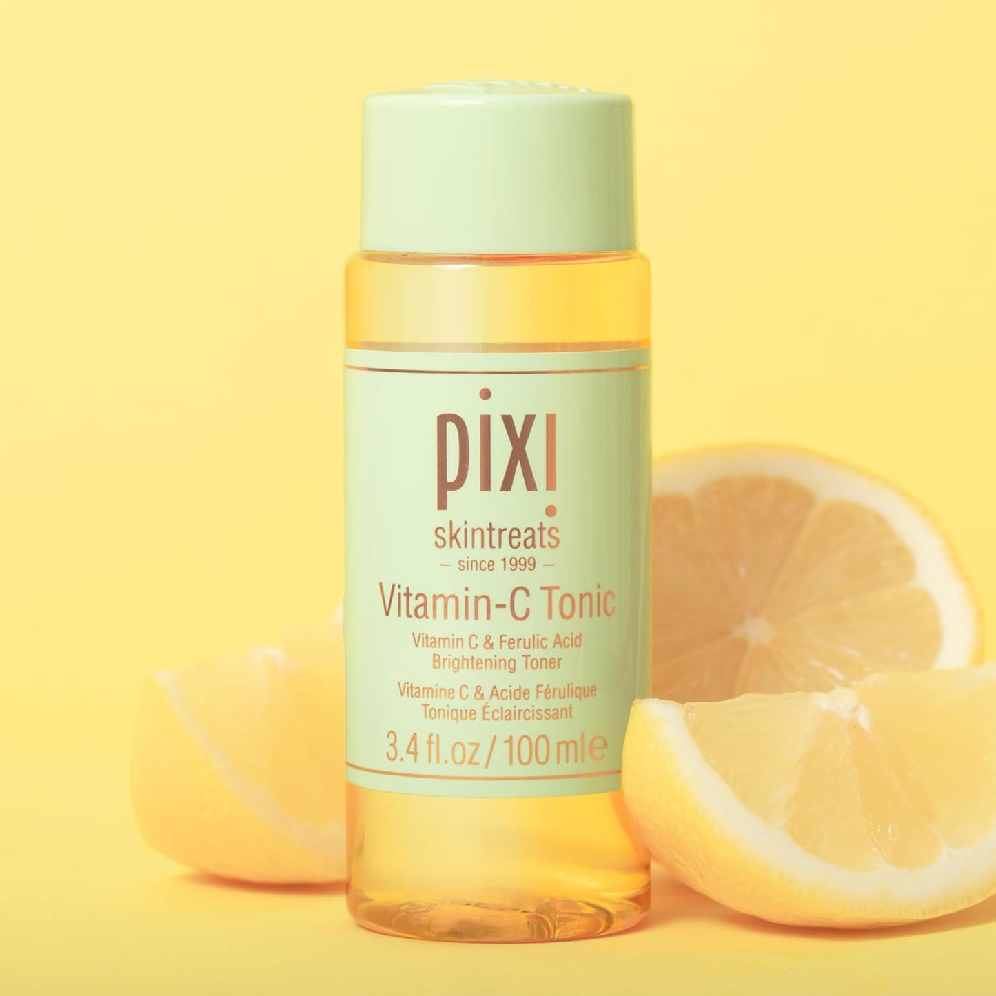 Pixi Vitamin-C Tonic,Brightening & Soothing Facial Toner, Boost Skin Luminosity, Infused with Vitamin-C & Ferulic Acid, Alcohol Free Daily Toner, 100ml / 3.4fl oz Travel Size Skin Care