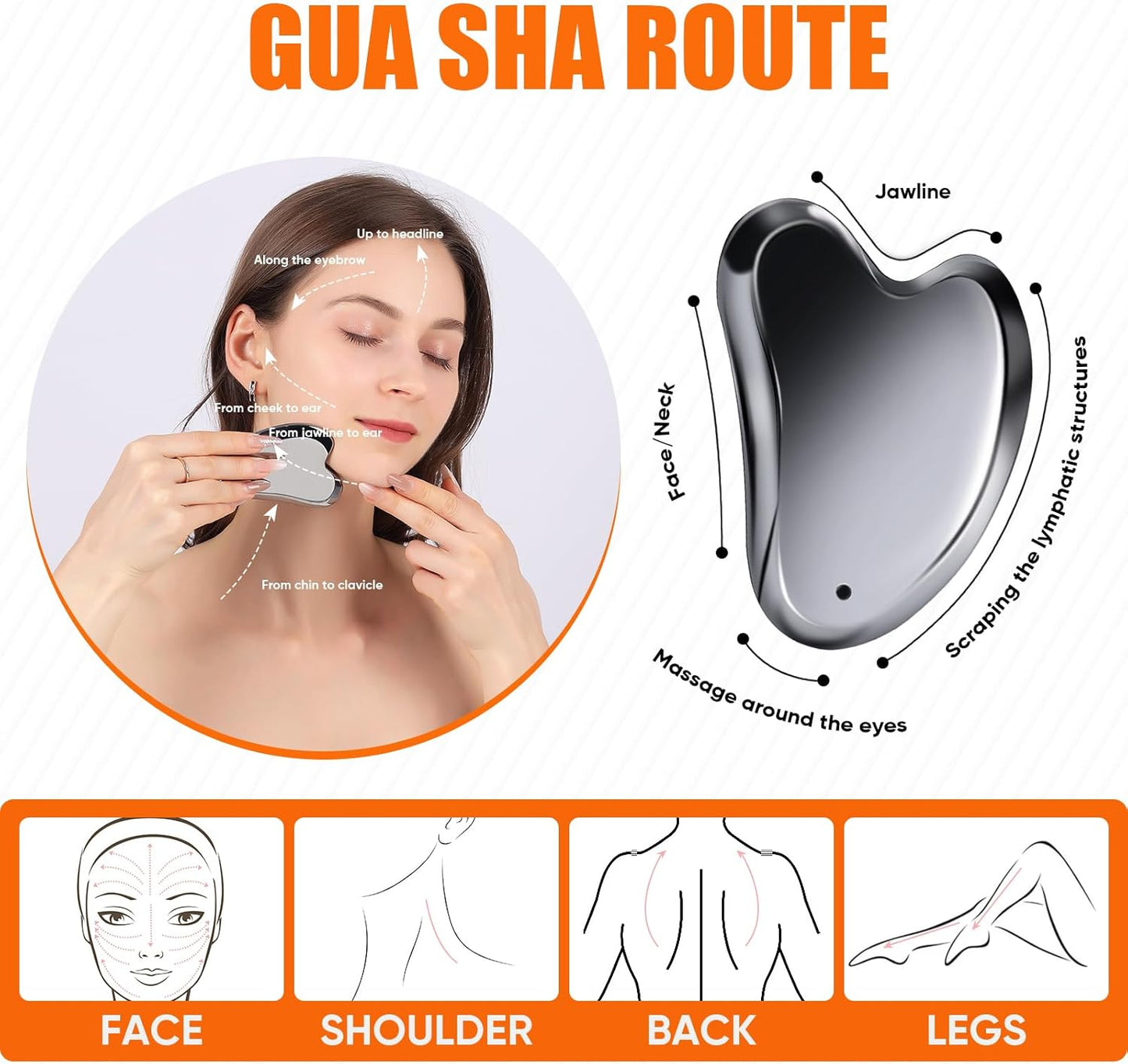 Terahertz Gua Sha Facial Tools Stone for Enhanced Lymphatic Drainage, Reduced Puffiness, Relieved Facial Tension – 100% Natural Terahertz Stone Gua Sha