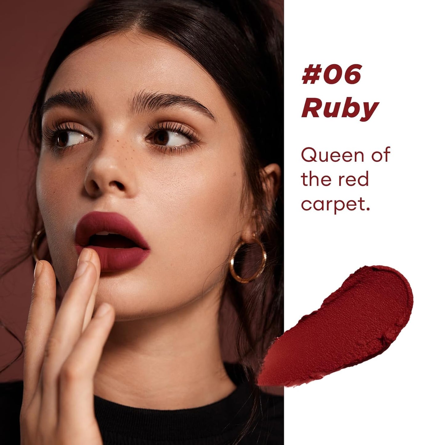 ITY Velvet Matte Finish Lip Stain-Mousse Textured Lip Clay, Red Shade, Conceals Lip Lines, Rich Pigment Lip Tint Lipsticks, 0.14 oz (4g) in Ruby