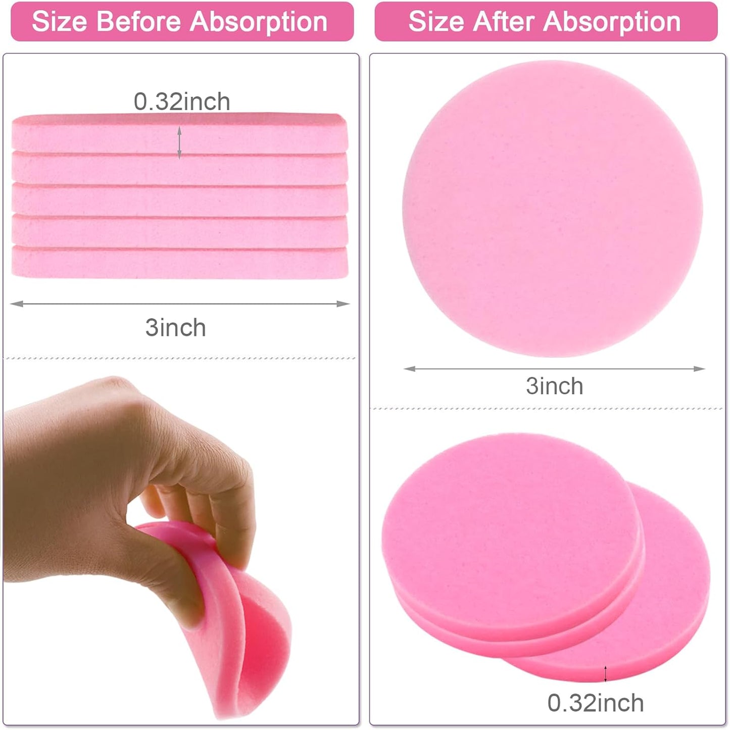 120 Pcs Pink Compress Face Sponges - Compact Facial Sponge Set for Cleansing, Makeup Removal, Exfoliation