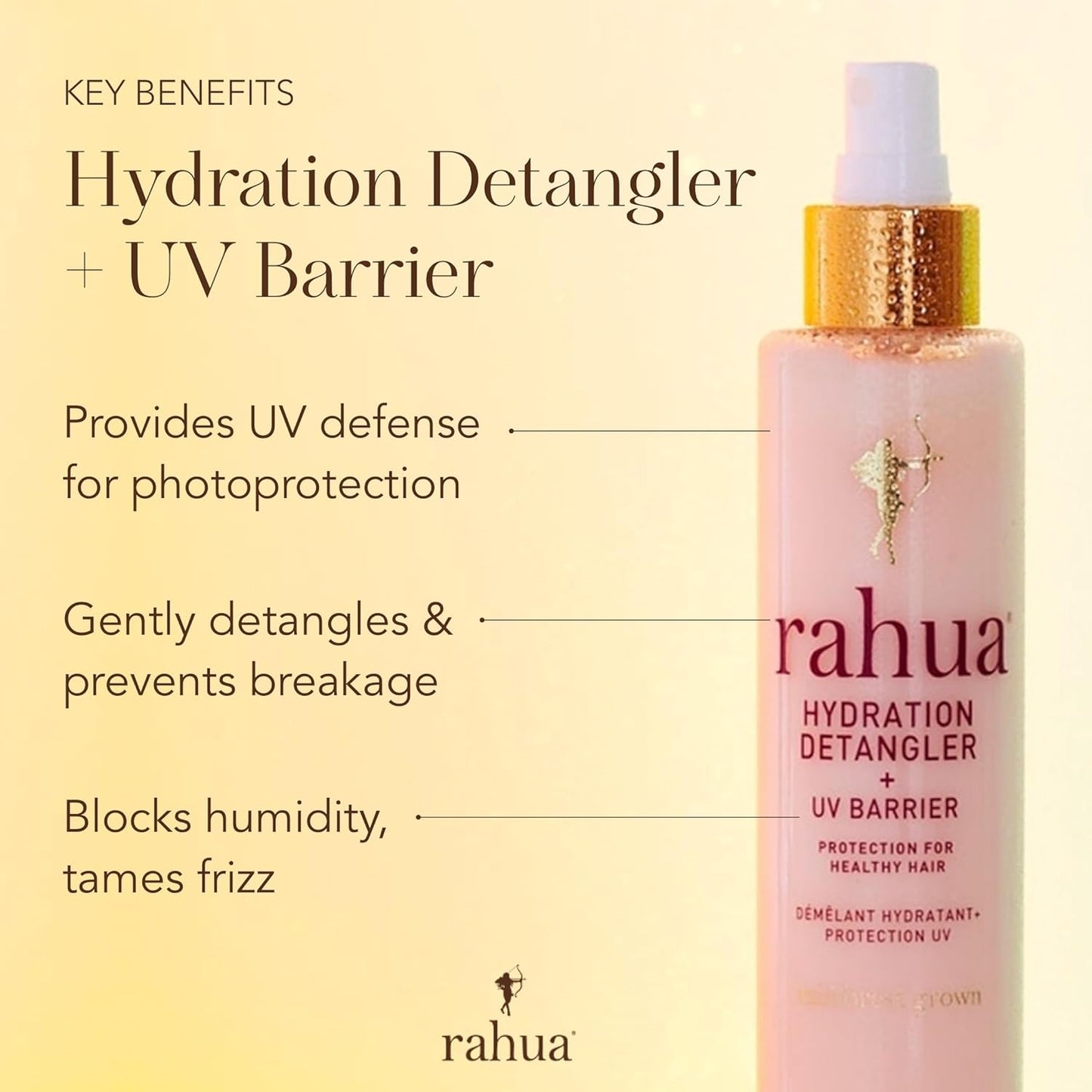 Rahua Hydration Detangler Spray + UV Barrier, 6.5 Fl Oz, Detangling Leave in Hair Care Softens Hair, Smooths Frizz, Supports Breakage & Damage, Conditioning for Brushable Shiny Hair, All Hair Types