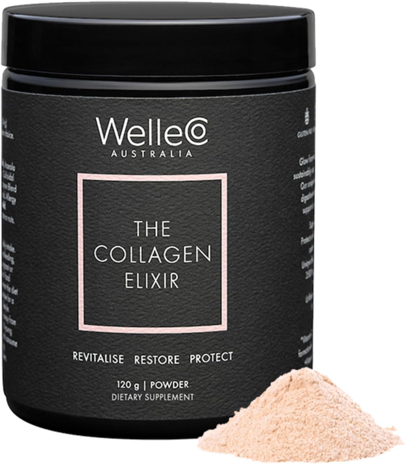 WelleCo The Collagen Elixir Collagen Powder, Marine Collagen Peptides with Vitamin C, Hyaluronic Acid, Digestive Enzymes & Silica, for Glowing Skin, Hair & Nails, Gluten Free, Unflavored, 4.23 oz