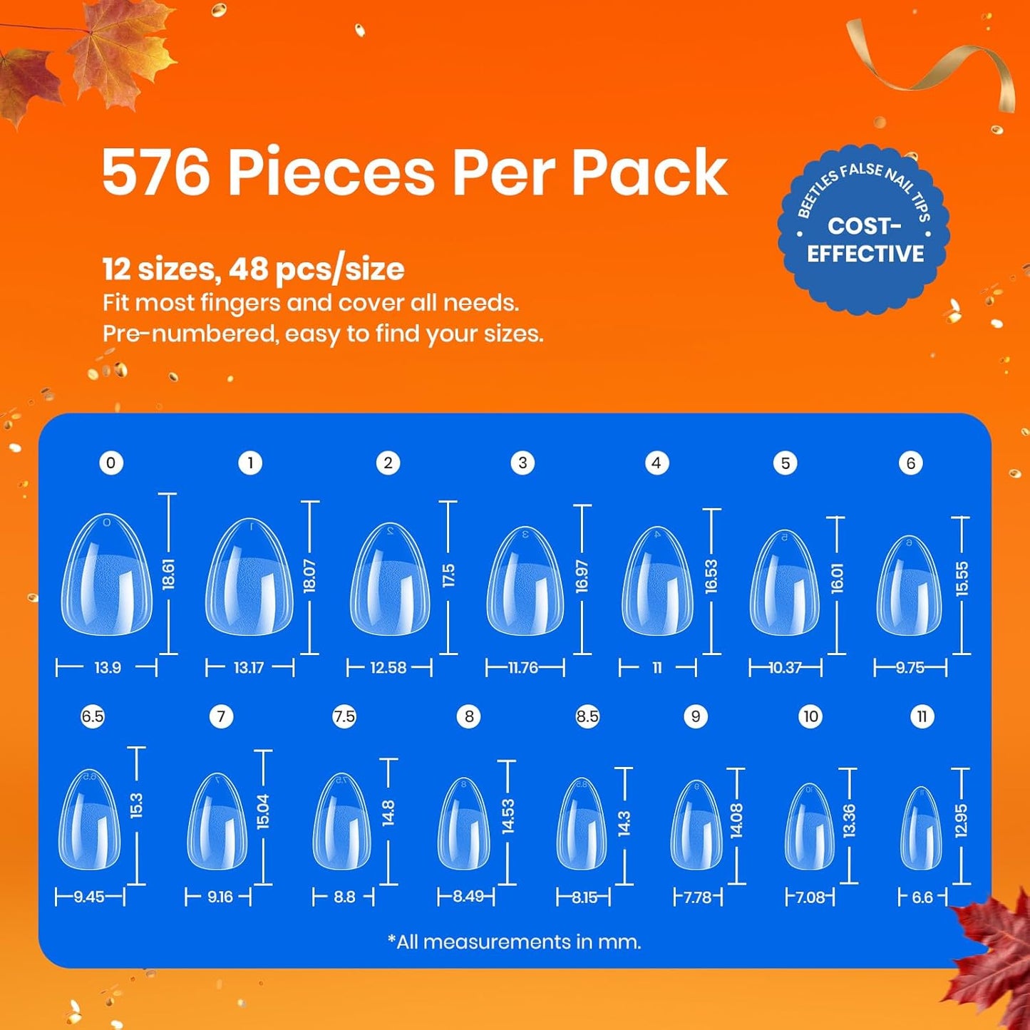 Beetles Gel Nail Tips 576Pcs Extra Short Almond Fake Nails Etch-X Half Matte Press on Nail Tips Full Cover Gifts for Women Gel Nail Polish Extensions Set