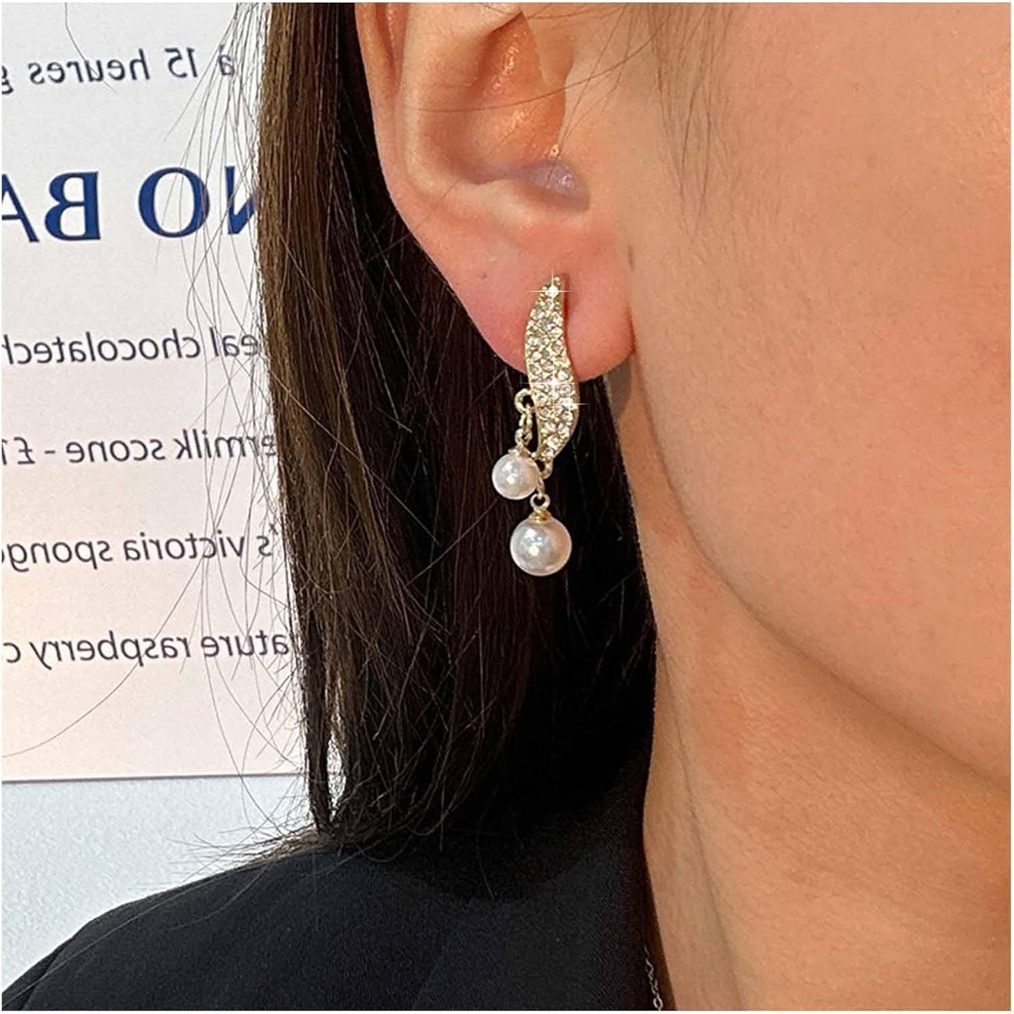 Vintage Crystal Pearl Drop Earrings Sparkly Leaf Earrings Rhinestone Pearl Dangle Earrings Gold Cz Spiral Leaf Earring Jewelry for Women