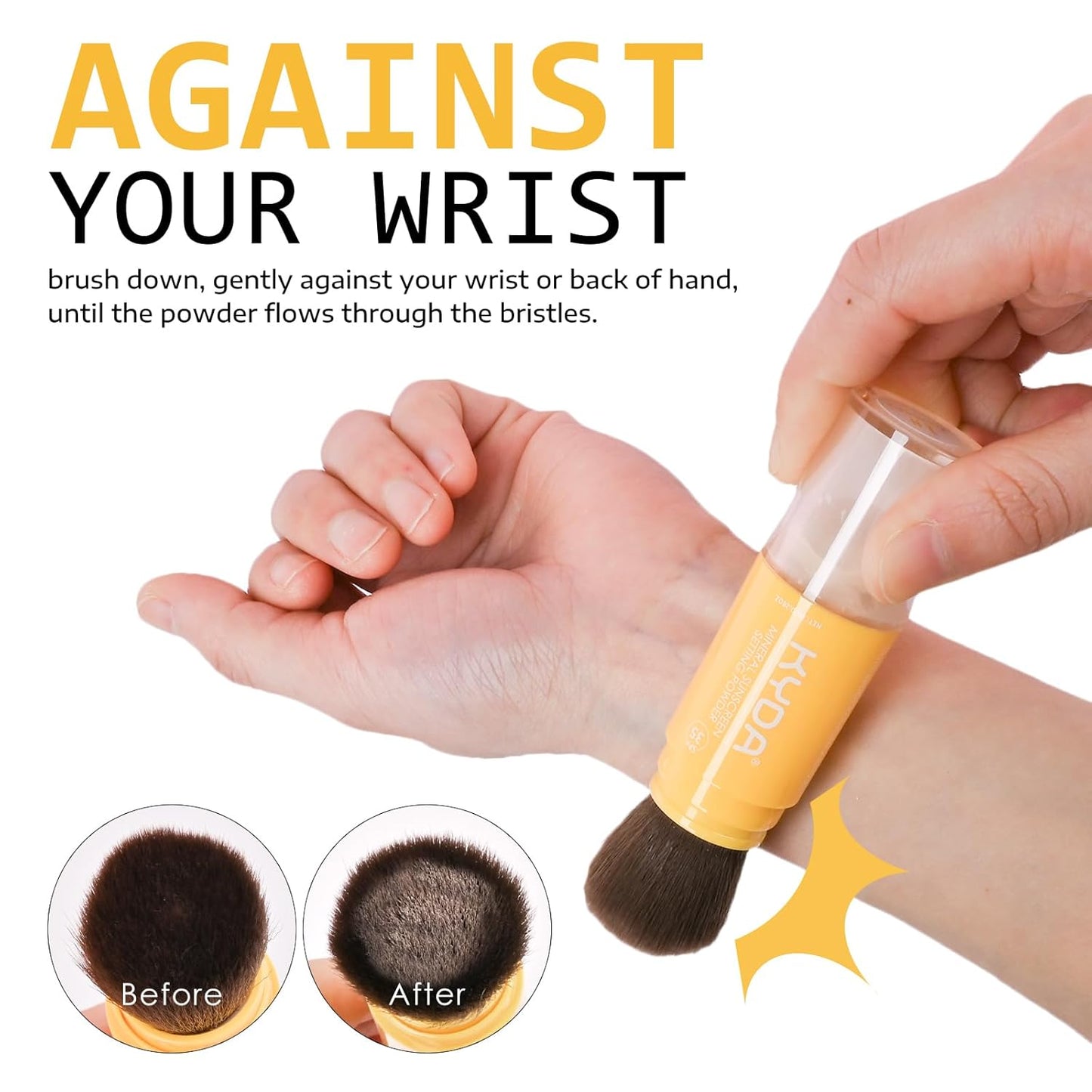 KYDA 2 Pcs Mineral Sunscreen Setting Powder, SPF 35, Medium, Mineral Brush Powder, Oil Control Natural Matte Finish, Lasting Lightweight Breathable, All Skin, by Ownest Beauty