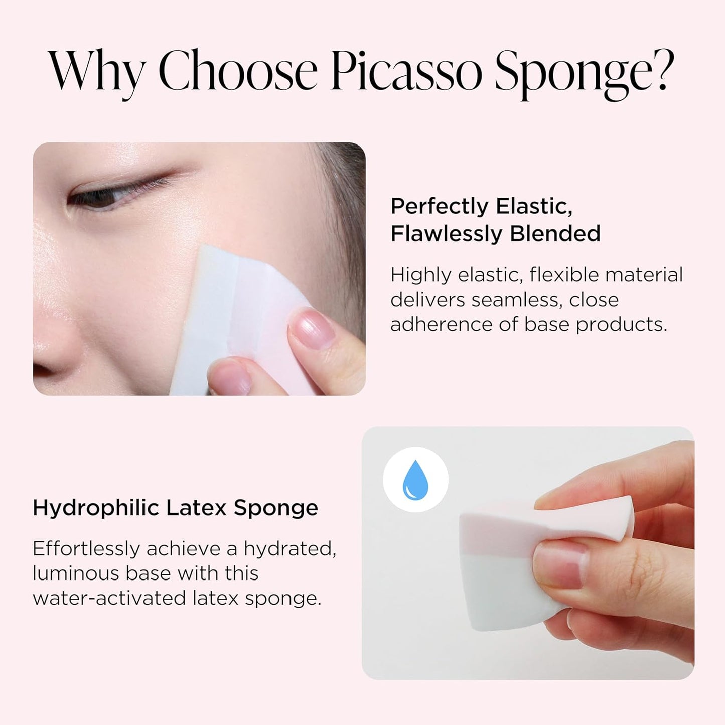 Piccasso Latex Round Makeup Sponges 6P – Hydrophilic Foundation Sponges for Makeup, Dewy & Matte Finish, Triangular Face Sponges for Precise Blending, Ideal for Base Makeup Application