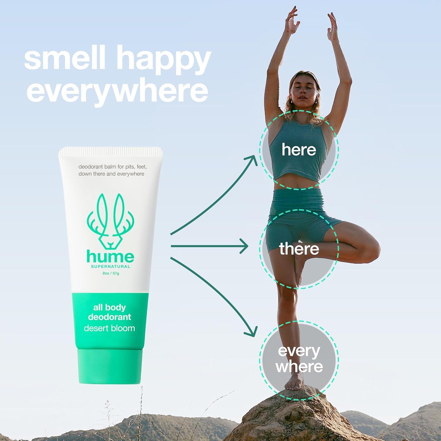 Hume Supernatural Invisible Whole Body Deo Balm - Full Body Protection - Aluminum Free, No Baking Soda - Anti-Chafing Odor Control - Clinically Tested on Sensitive Skin (Mixed Trio)