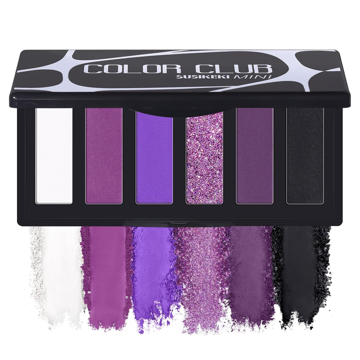 Purple Eyeshadow Palette with Mirror Lilac Violet Plum Tones Matte Shimmer Glitter 6 Colors Mini Eye Shadow Pallet Travel Size Highly Pigmented for Fairy Witch Goth Halloween Costume Makeup