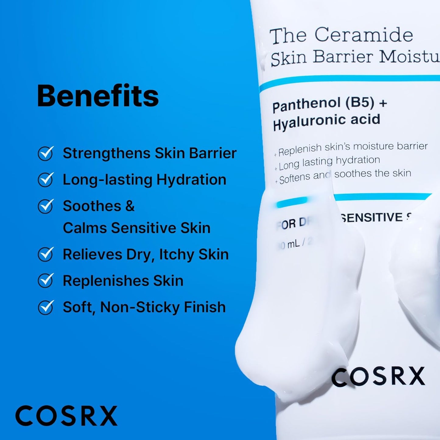 COSRX Ceramide Skin Barrier Moisturizer for Face with 7 Ceramides, Hyaluronic Acid & Panthenol for All Skin Types, 2.7 fl.oz, Korean Skin Care
