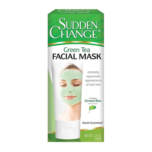 Sudden Change Green Tea Facial Mask – Diminish Wrinkles, Puffiness & More - Improve Texture, Purify Pores & Remove Excess Oil – Made with Antioxidants - Cooling Sensation for Relaxation (3.4 oz)