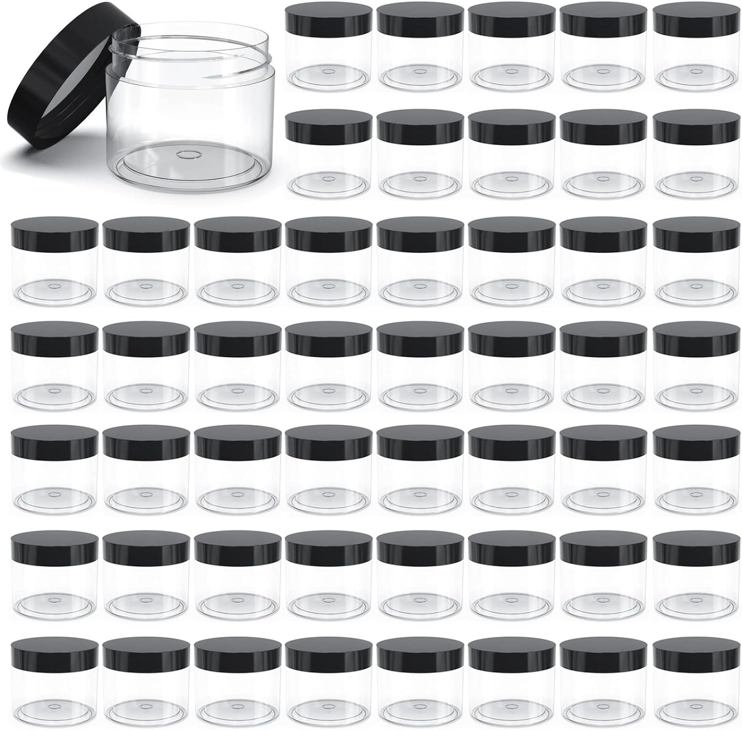 50 Pieces 4oz Plastic Jars with Lids Clear Round Cosmetic Container Empty Storage Jars for Makeup,Jewelry,Samples,Travel Storage