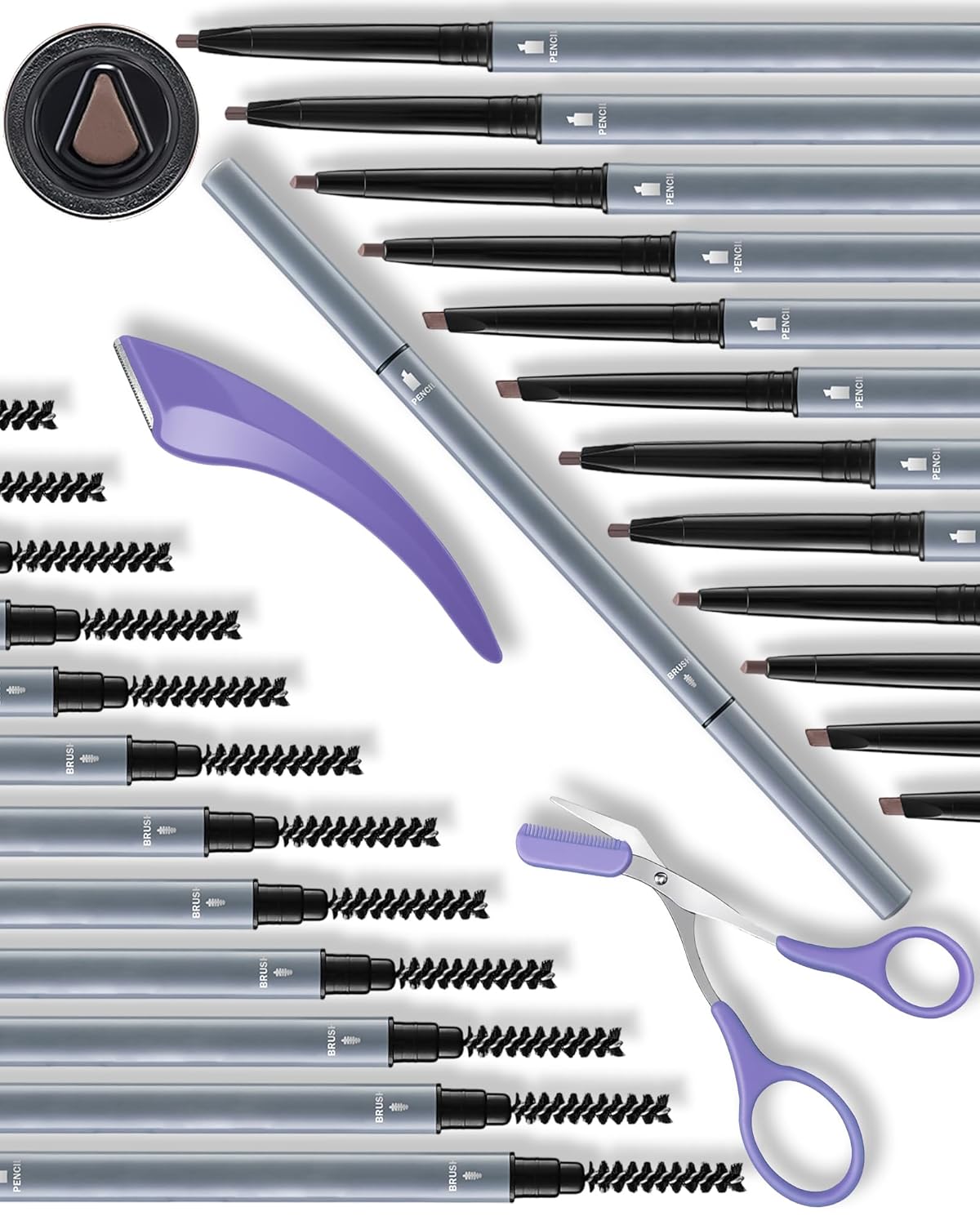 12Pcs Microblading Eyebrow Pencils Light Brown Waterproof Eye Brow Pencil w/Eye Brow Razor & Scissors Kit 0.5mm Ultra-Fine Tip Creates Hair-Like Strokes for Women Effortless Natural Brows