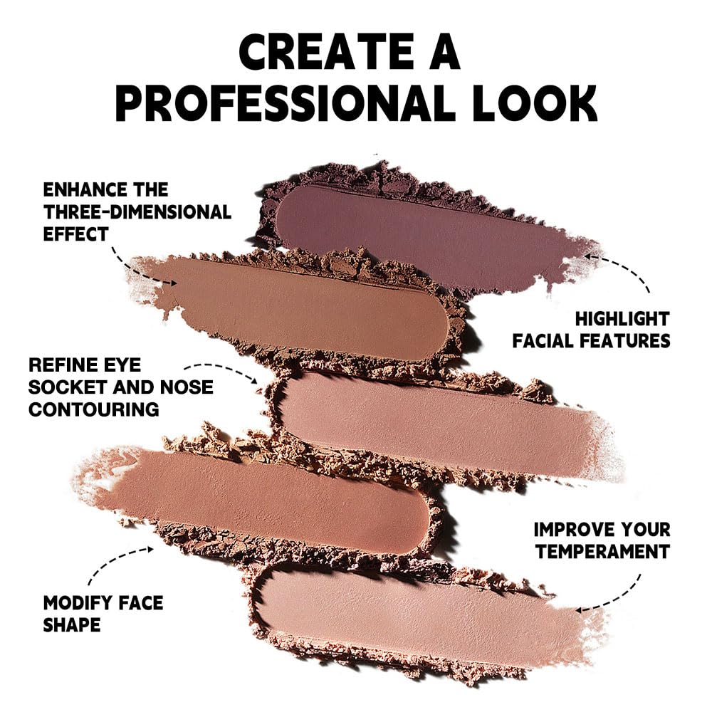 Matte Warm Brown Cream Contour Palette – Lightweight, Blendable Monochrome Powder Base for All Skin Tones, Face Makeup for Women & Men, Vegan & Cruelty-Free, Paleta de Contorno en Crema Mate 01