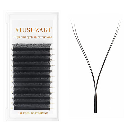 YY Lash Extensions Supplies Y Eyelash Extensions 0.05mm Thickness D Curl 11mm Premade Fans 4D Russian Volume Matte Black 12 Rows Crisscross Eye Lashes(YY-0.05-D,11mm)