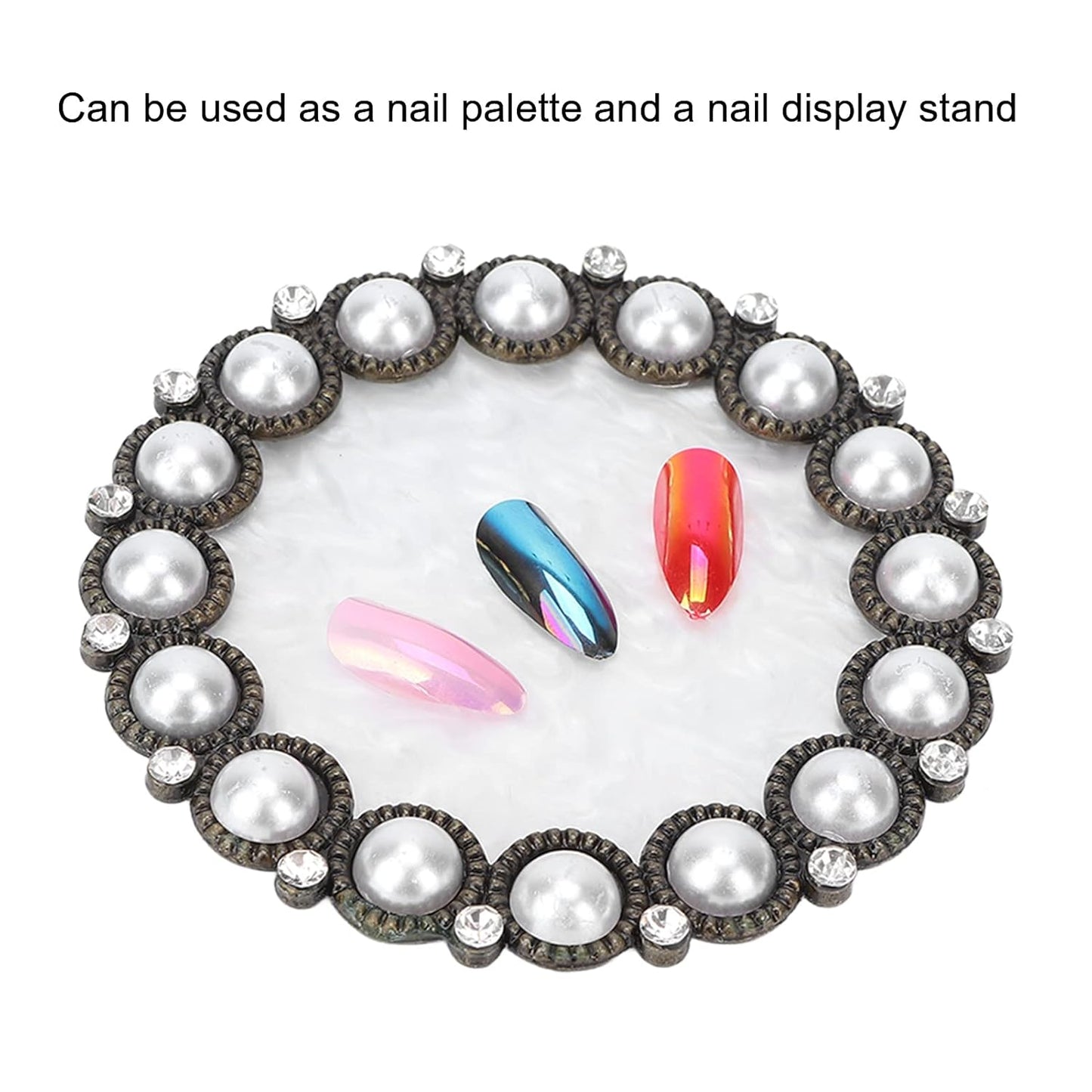 Polish Mix Palette, Resin Nail Art Display Board Cosmetic Nail Mixing Palette Color Mixing Nail Art Tips Display Plate(Copper)