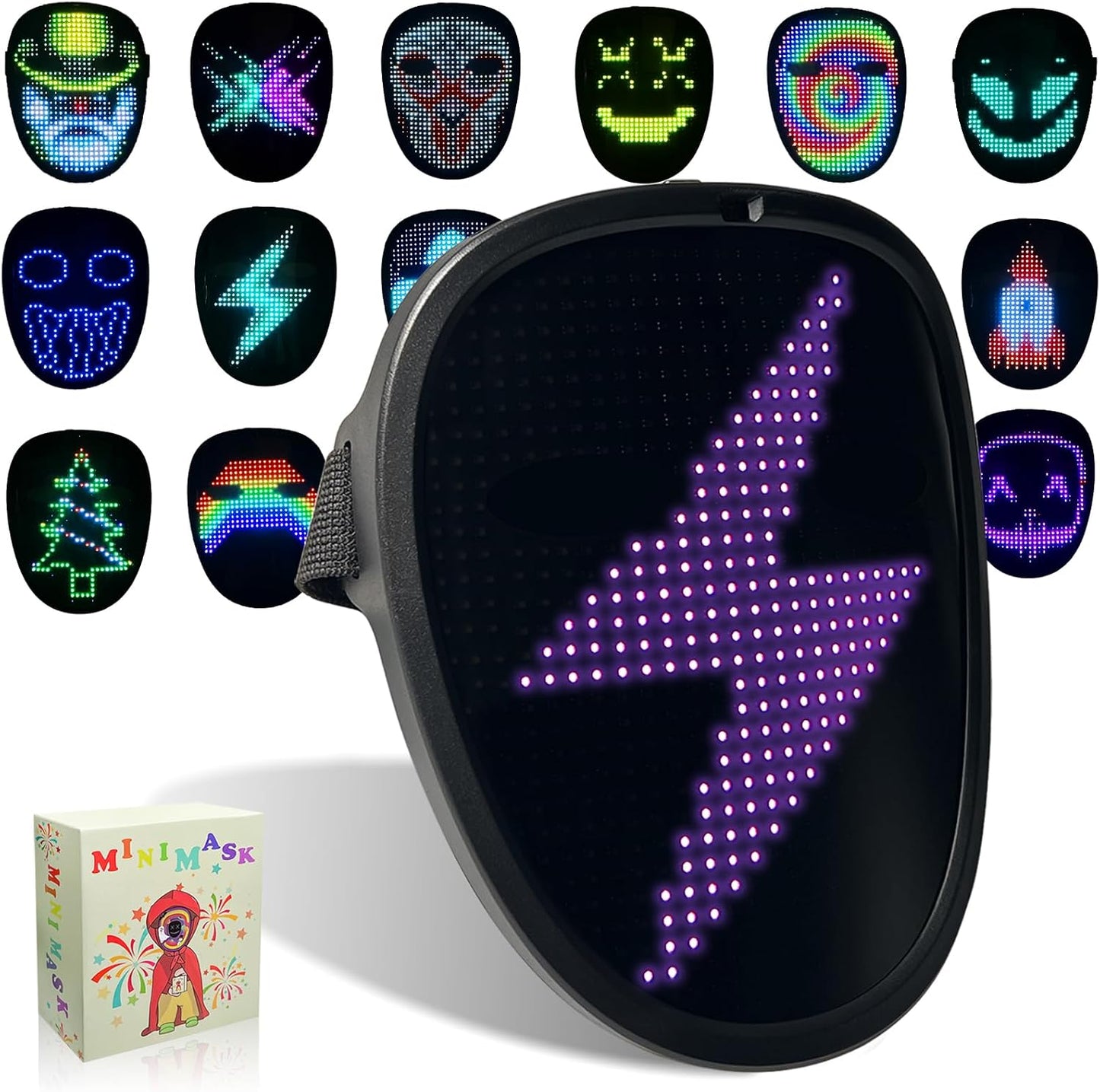 Led Mask with Gesture Sensing,Light up mask for Kids/Men/Women LED Halloween Mask for Costume Cosplay Party