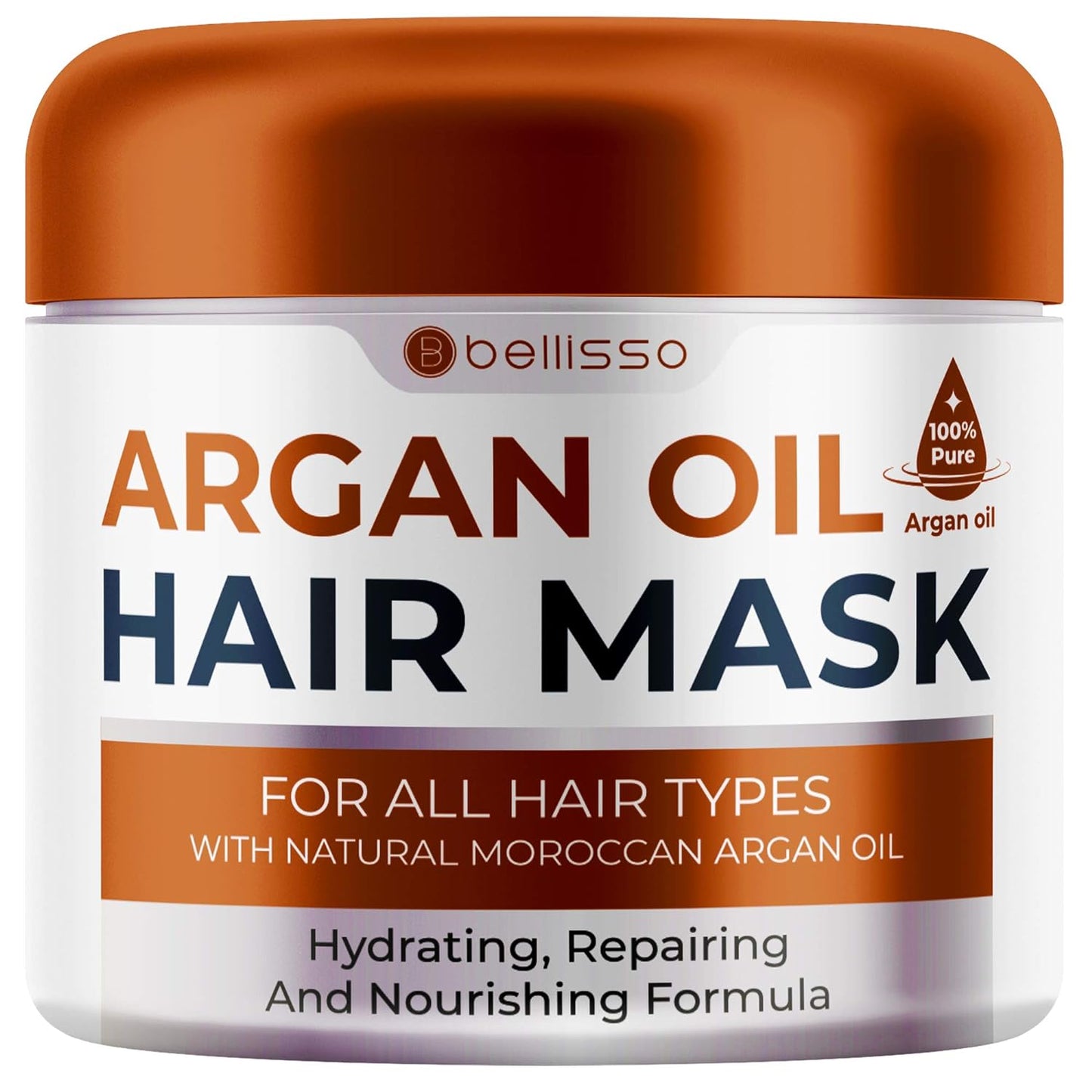 Moroccan Argan Oil Mask - Deep Conditioning Moisturizer for Dry, Extremely Damaged Hair - Hydrating Repair Treatment for Split Ends - With Collagen and Keratin for Curly, Frizzy and Color Treated Hair