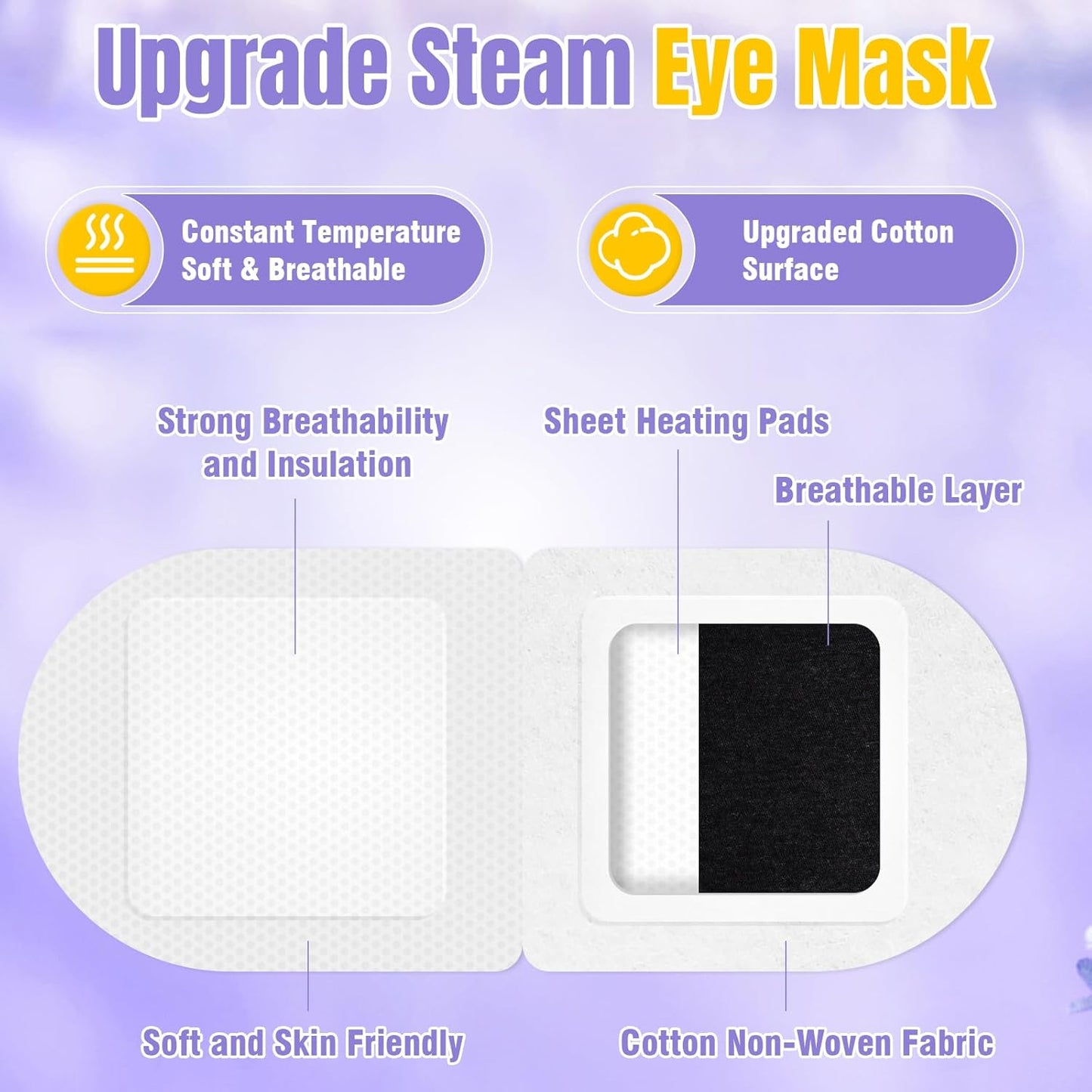 XPCARE 16 Pack Steam Eye Masks for Dry Eyes, Heated Eye Mask Warm Compress for Eyes,Disposable Heated Eye Mask for Dark Circles, Puffy Eyes, Relief Stress Eye Fatigue（Lavender）