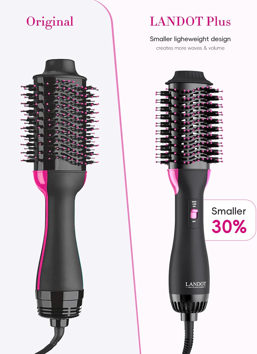 Hair Dryer Brush Blow Out Brush - Hot Air Styler and Volumizer for Smooth, Frizz-Free Results - 60mm Oval Barrel HairDryer for Salon Blowout & Dry Quickly - One-Step Drying Volumizing Straightening