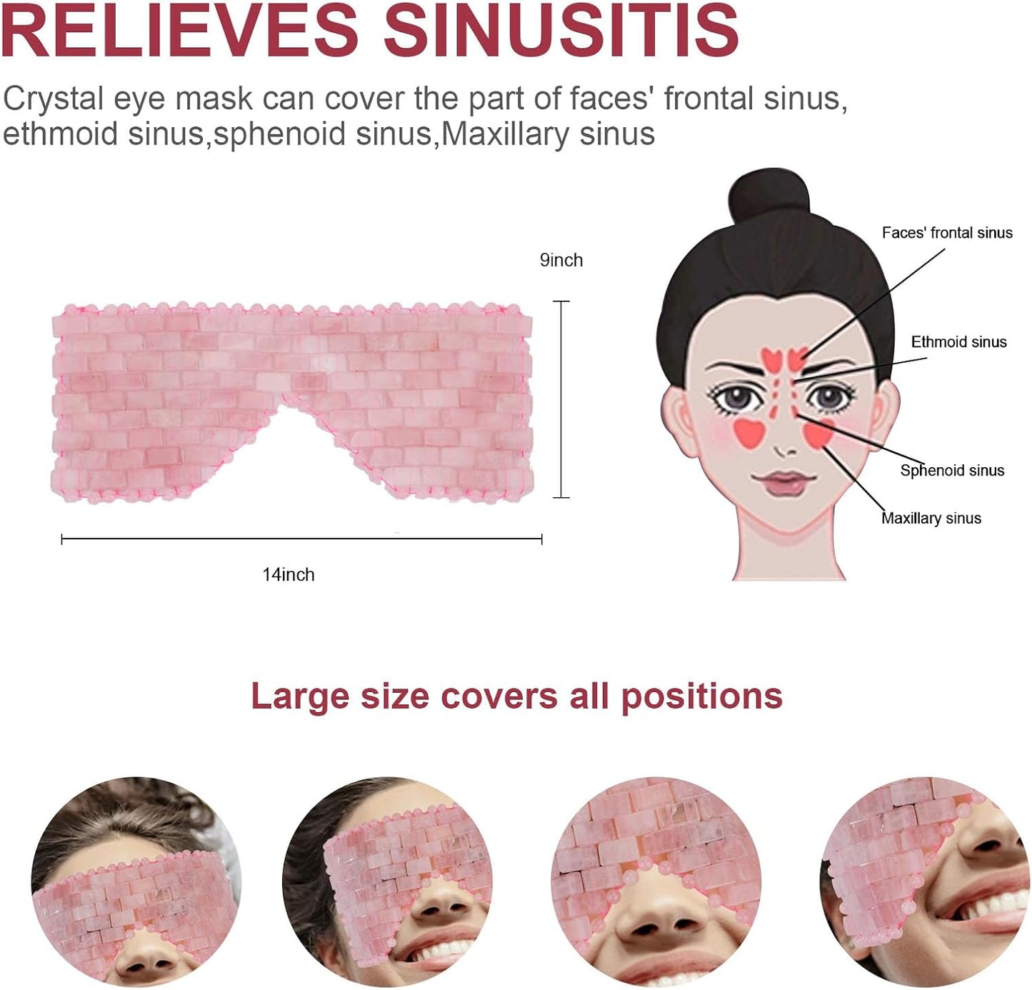 Rose Quartz Eye Mask Cooling Crystal Eye Mask for Headache Relief and Sinusitis Alleviation