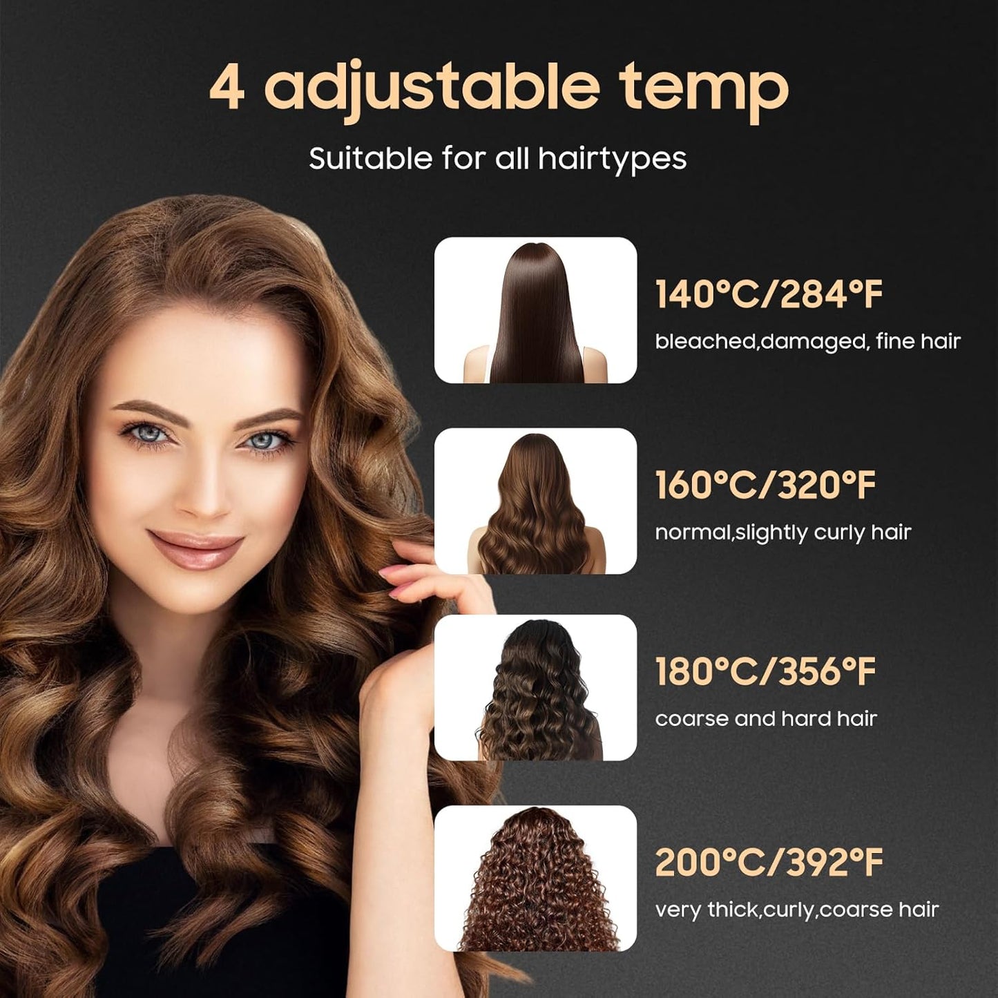 Cordless Hair Straightener and Curler 2 in 1, Titanium Flat Iron with Fast Heating, 4 Adjustable Temperature, Rechargeable Straightener for All Hair Types, Portable Styler for Travel (Black)