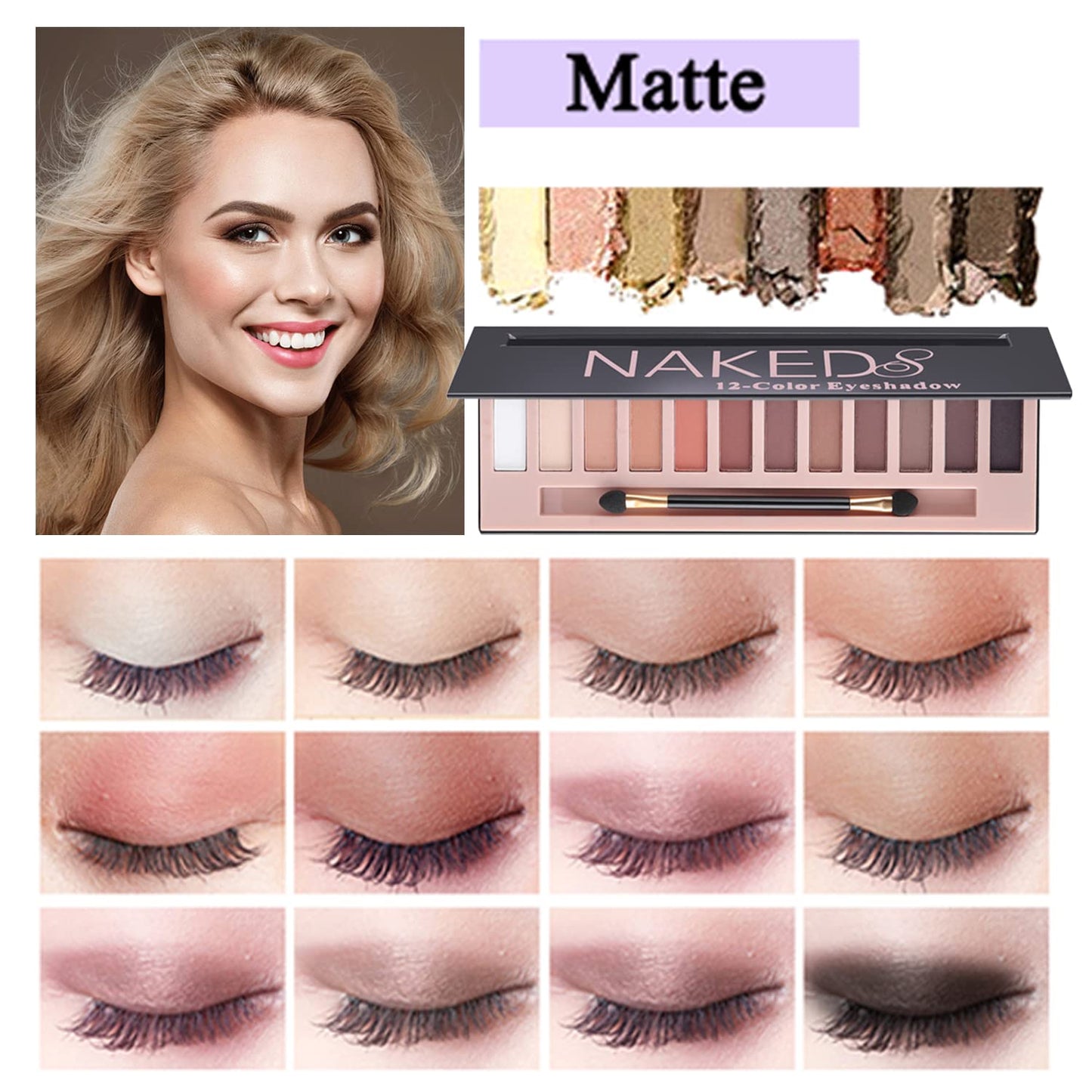 All In One Makeup Kit Full Kit, 3 Pcs Cream Contour Sticks,12 Colors Eyeshadow Palette,Full Coverage Foundation, 6 Colors Lipstick Set, Waterproof Eyeliner and Mascara (101# Porcelain)