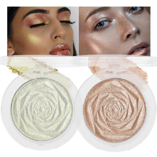 evpct Blonde Gold & Champagne Gold Face Highlighter Makeup Shimmer Glitter Diamond Sparkly Highlighters Makeup Palette Powder for Face Body Cheek iluminadores iluminador de jos maquillaje luminizers