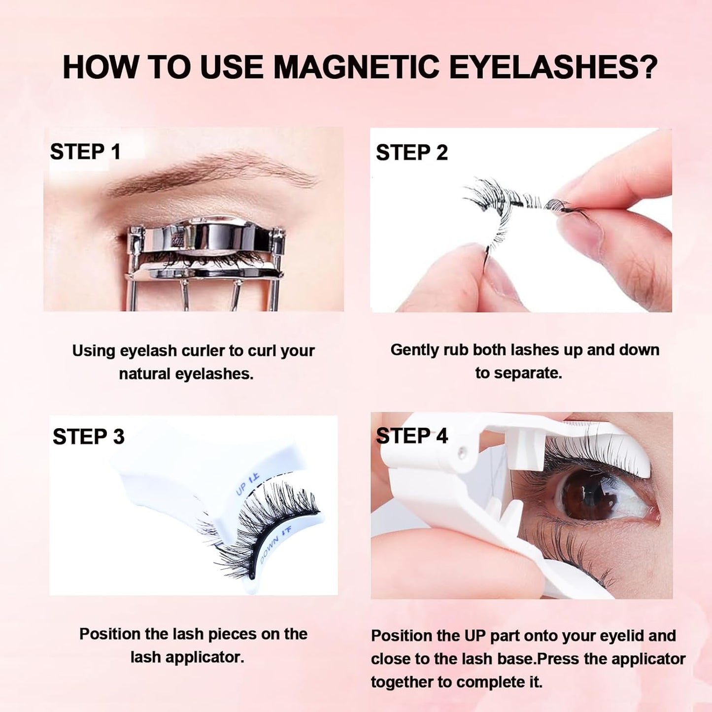 LAUBESS Magnetic Eyelashes with Applicator 2 Pair No Glue Needed Natural Look Magnetic Lashes Easy to Wear and Remove(L02/L04)