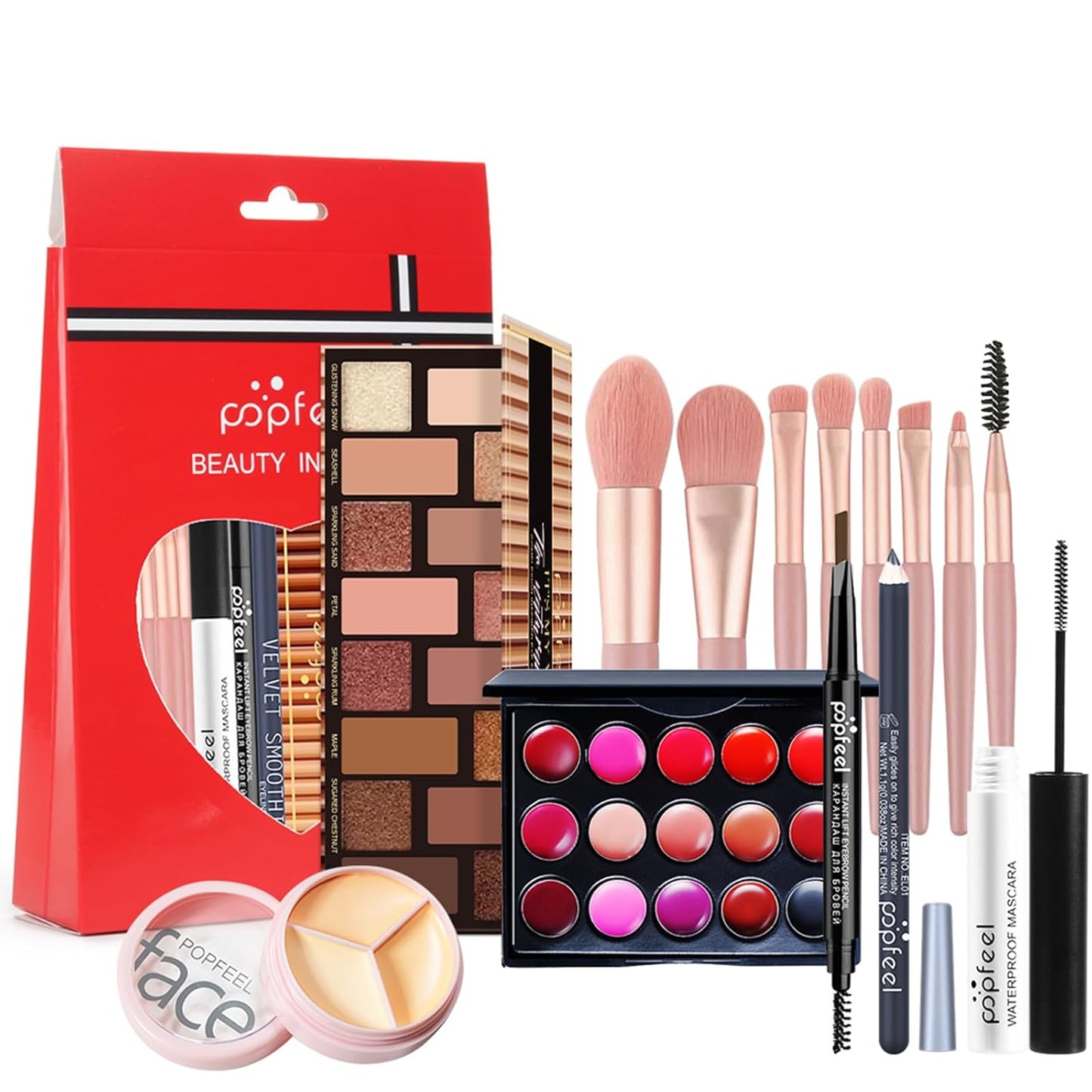 All In One Makeup Kit for Girls, Makeup Kit for Women Full Kit with Eye Shadow Palette, Makeup Brushes, Lipstick Palet, Eyebrow Pencil, Eyeliner, Concealer for Beginners and Professionals