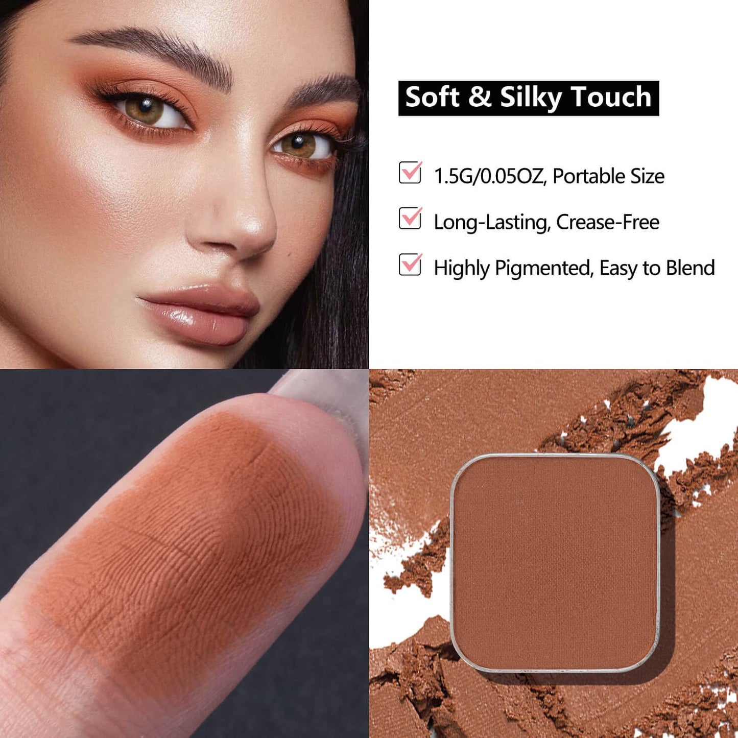 3-Color Eyeshadow Combo Pack – Matte & Shimmer Neutral Shades,Powder, Highly Pigmented, Long-Lasting, Refills Pans for Custom Magnetic Palette