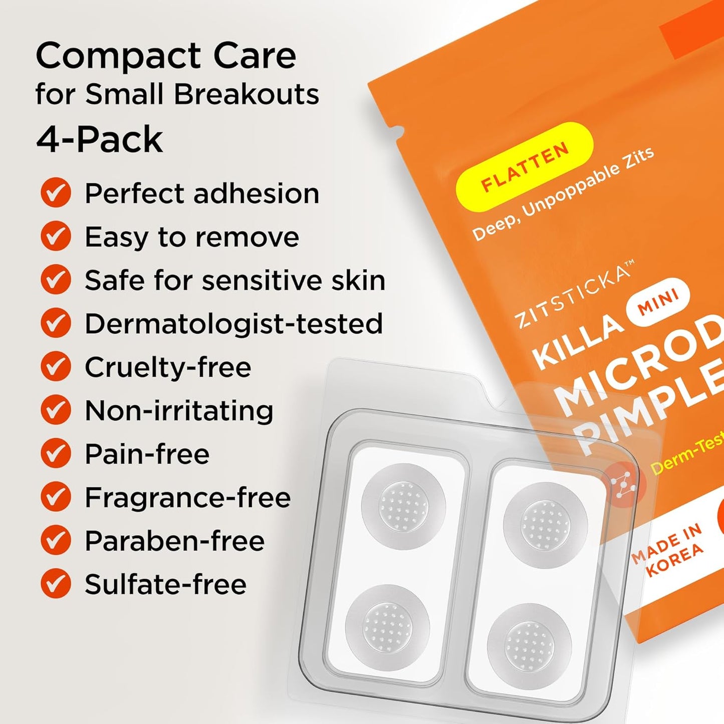 ZitSticka Killa Mini Acne Patches for Face - World's Most Potent Pimple Patch with Fast-Acting Microdarts - Starts Working within 2 Hours for Deep, Early-Stage Zits - 8 Count