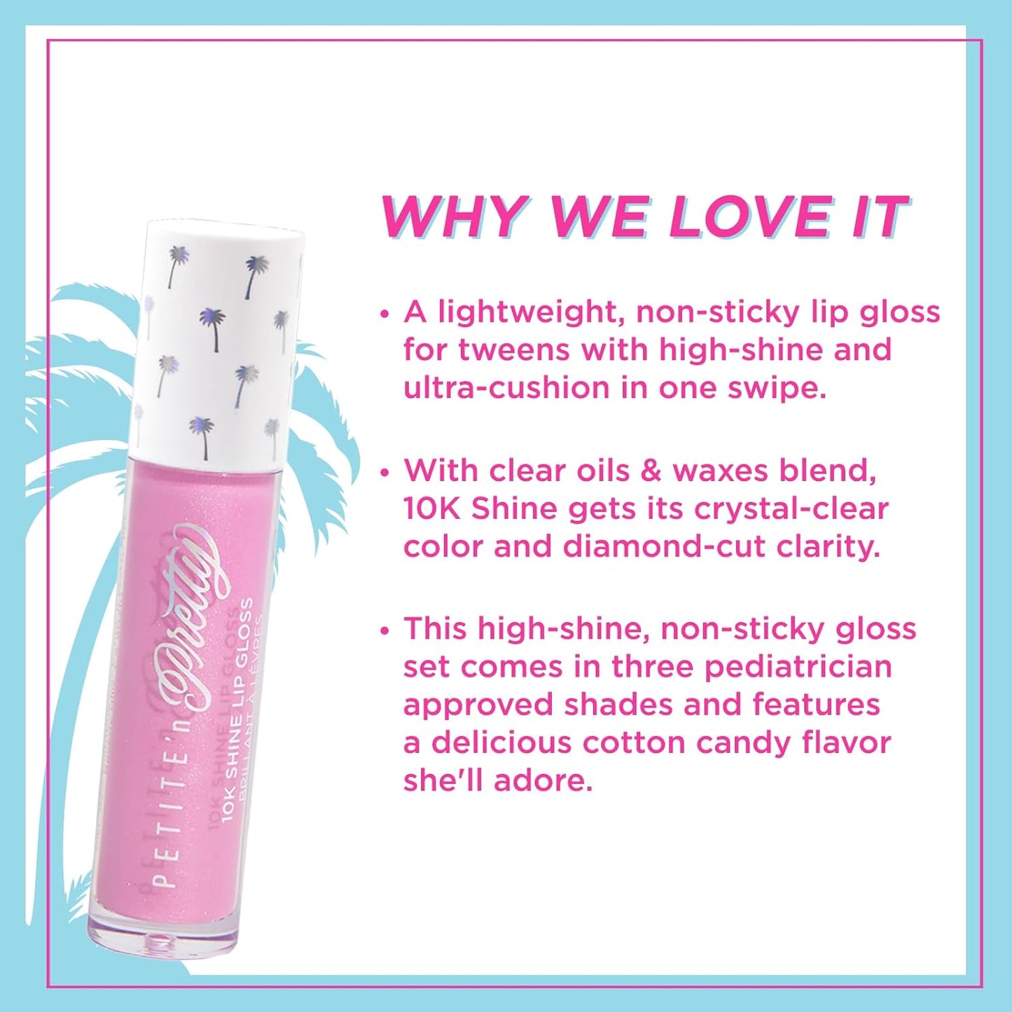 Petite 'N Pretty 10K Shine Lip Gloss Set for Kids, Teens & Tweens – Charmed Life, Pink Pact & Gia Pink – High-Shine, Non-Sticky, Safe Lip Gloss Trio Gift Paraben-Free Makeup Kit