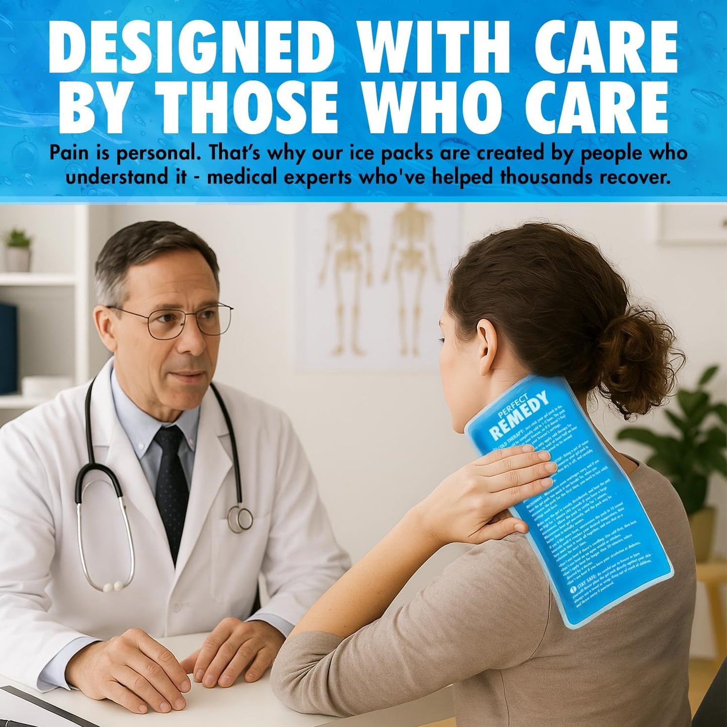 Perfect Remedy 2-Pack Gel Ice Packs for Injuries Reusable, Hot & Cold Pack That’s Durable, Soft & Flexible, Fast Relief & Recovery (Blue, Reg 2PK)