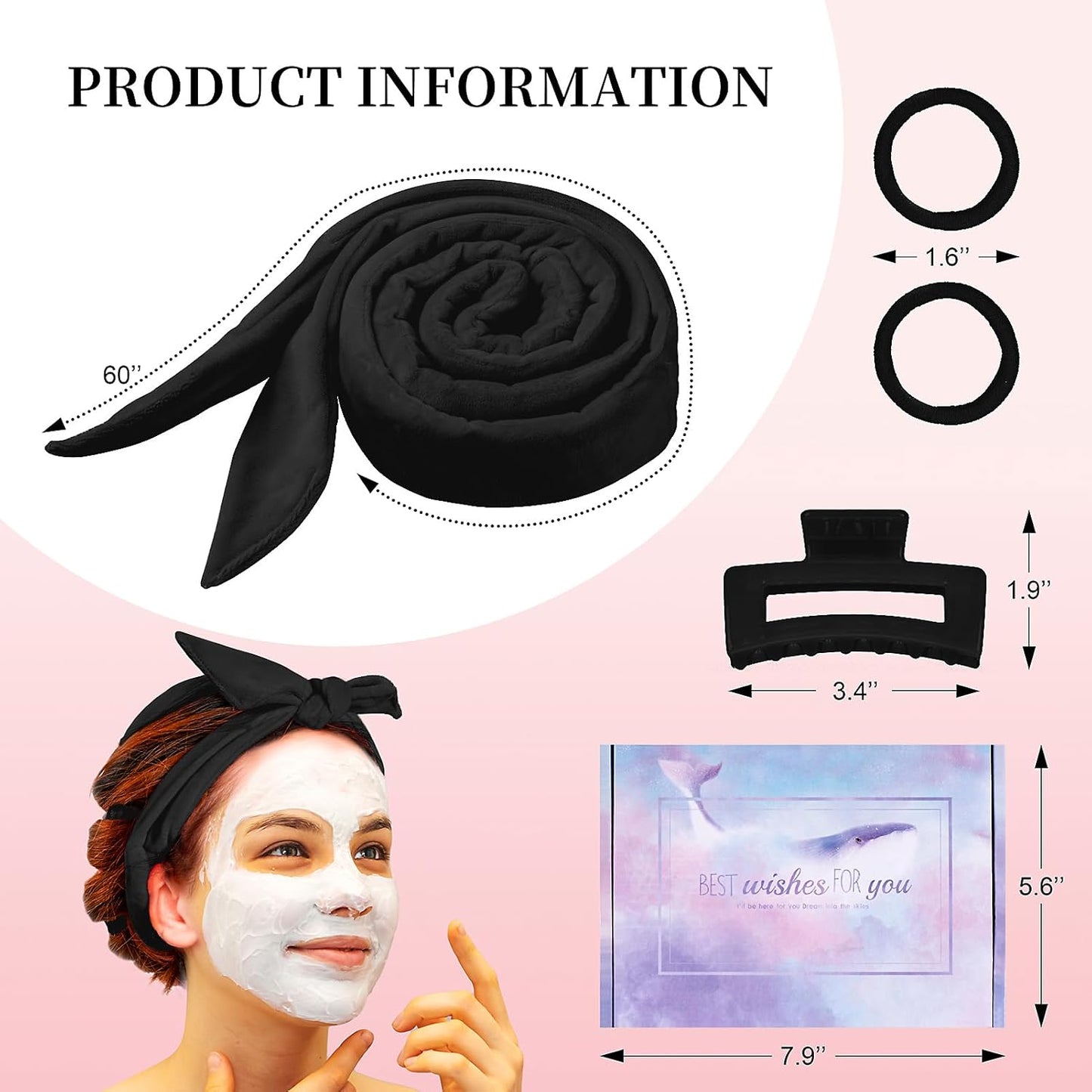 Heatless Curling Rod Headband, Upgraded 60" Extra Long Soft Hair Curlers to Sleep In, No Heat Curls for Girls Long Hair Medium Hair (Black)