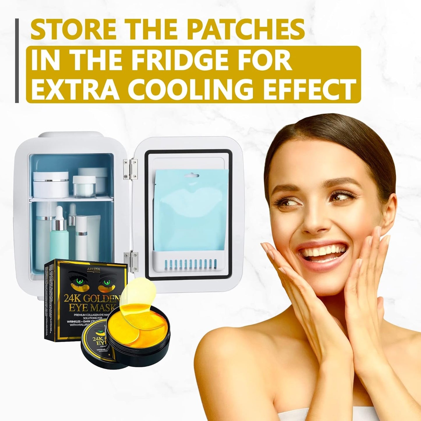 Under Eye Mask for Dark Circles and Puffiness, Eye Bags, Wrinkles, 24k Gold Under Skincare Eye Treatment Patches for Puffy Eyes with Collagen for Women and Men - Under Eye Gel Pads