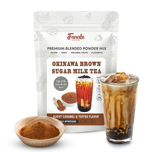 Fanale Premium Okinawa Brown Sugar Milk Tea Flavoring Powder | Perfect for Baking, Smoothies, Desserts and Drinks | Instant Flavoring Powder for Boba Milk Tea - 2.2 lb 1kg | PWD285