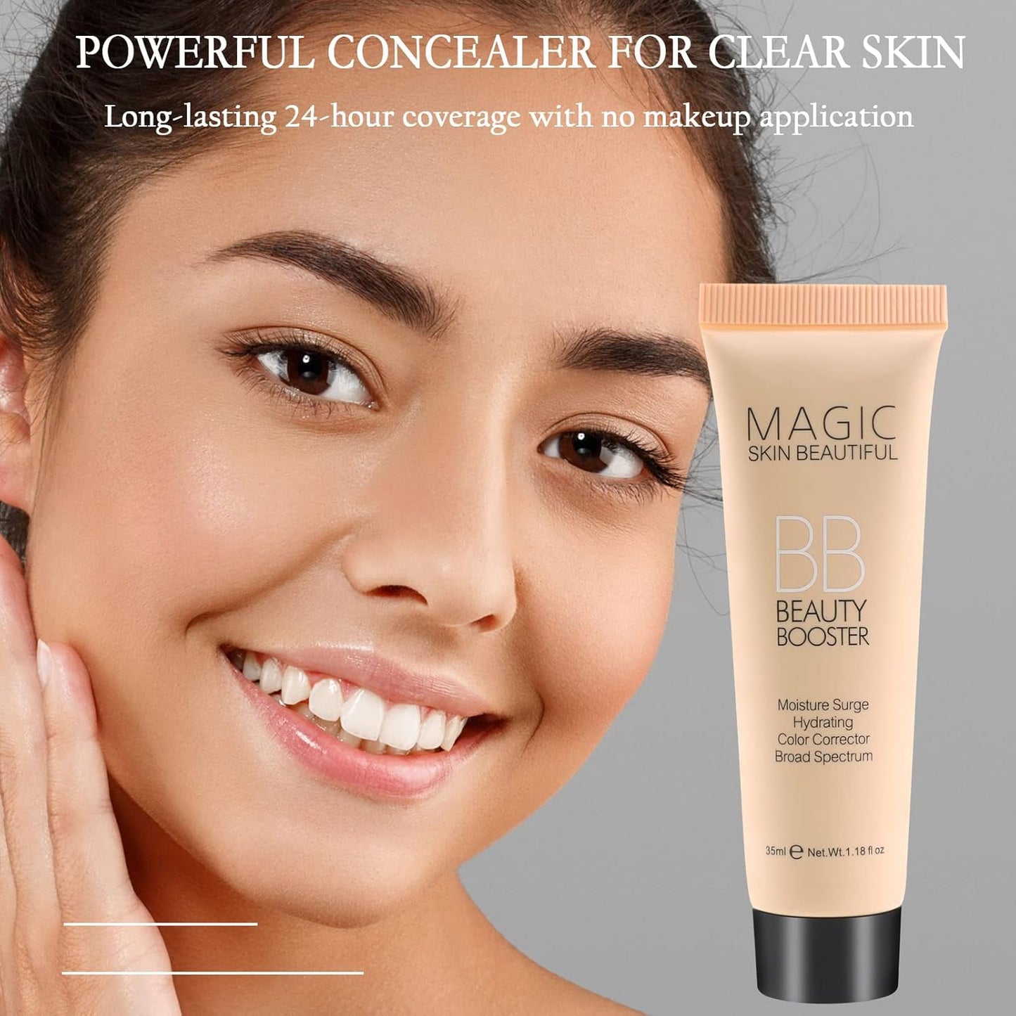 Boobeen Hydrating BB Cream - Full-Coverage Foundation & Concealer, Color Correcting Tinted Moisturizer for All Skin Types - Evens Skin Tone