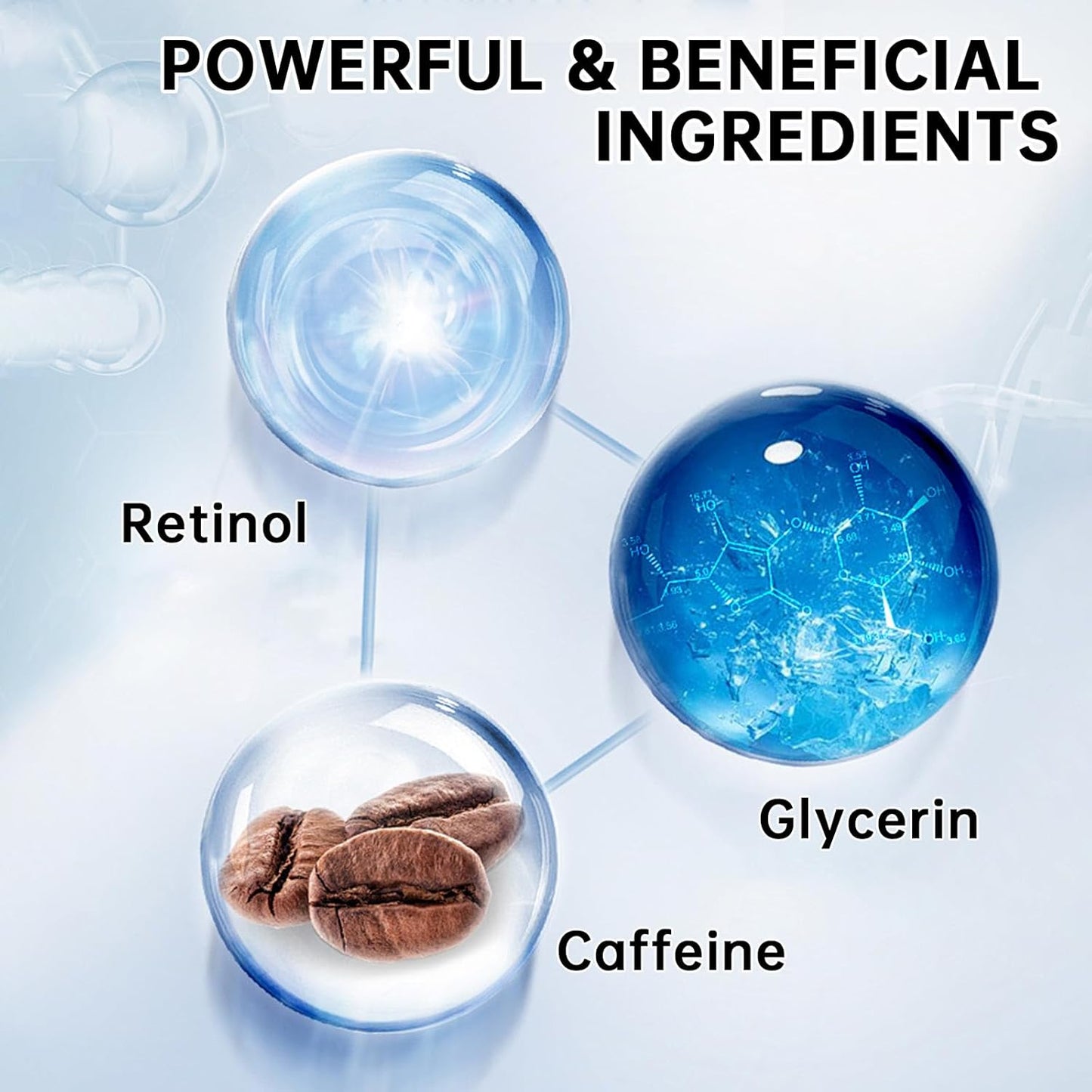 5% Caffeine Eye Cream Anti Aging, Eye Cream For Puffiness & Bags Under Eyes, 2 PCS Caffeine Eye Serum With Under Eye Roller For Wrinkles, Fine Lines & Dark Circles, Natural Eye Daily Care.