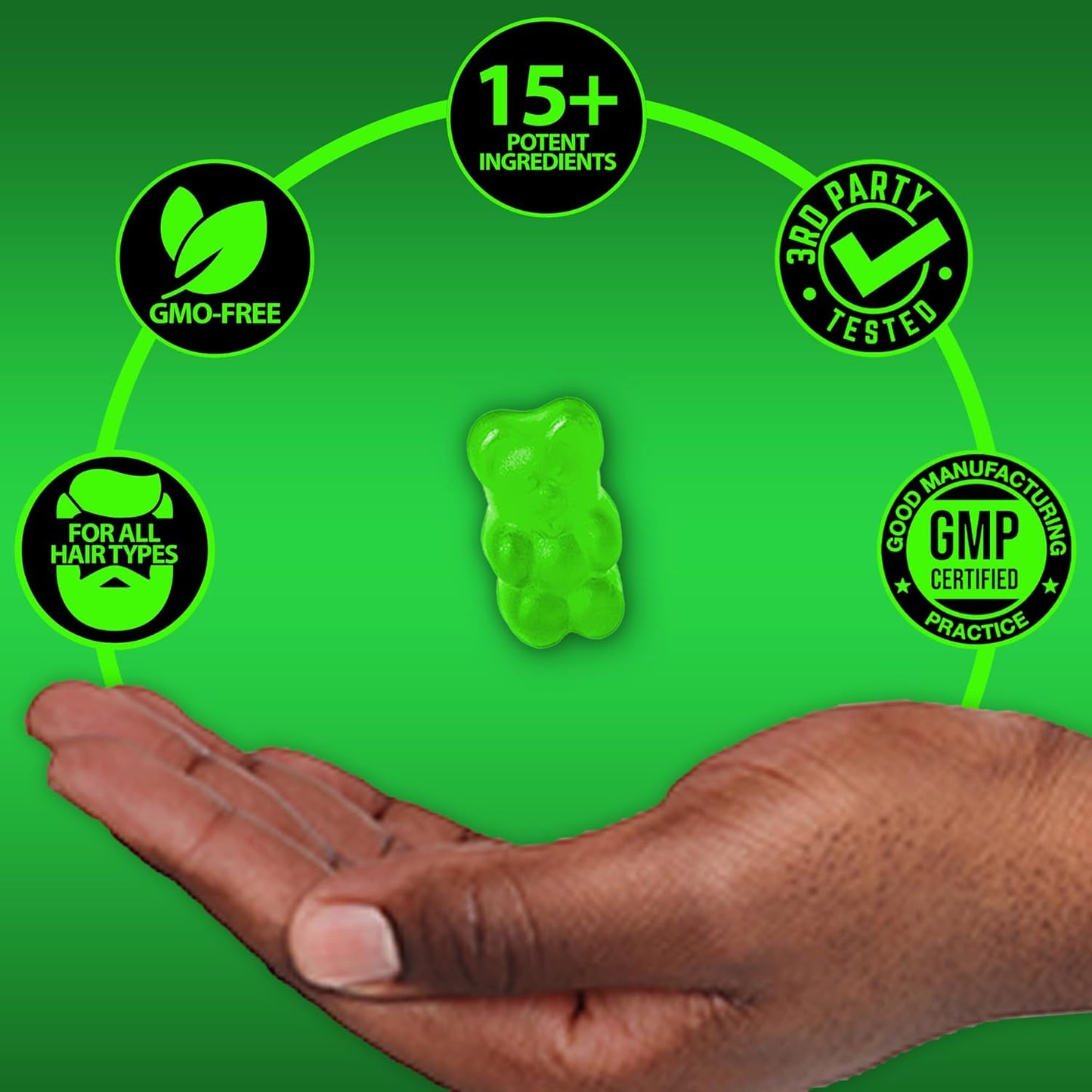 Best Beard Stuff Beard Growth Vitamins - Biotin Gummies for Beard & Hair Growth – Maximum Strength 620,000mcg Biotin with Collagen, MSM, Keratin & Bamboo Extract