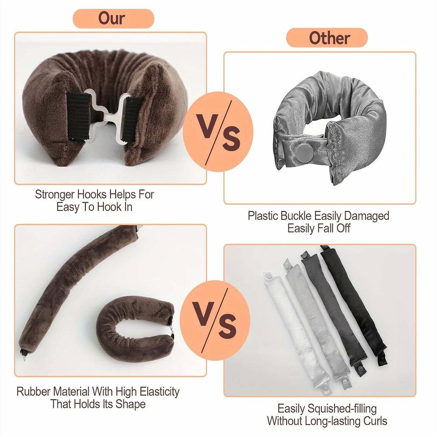 Heatless Hair Curler Overnight Curl Rods for All Hair Types, Healthy and Stylish Heatless Curling Set jumbo heatless hair curler to sleep in Heatless Hair Curlers (Khaki, Medium)