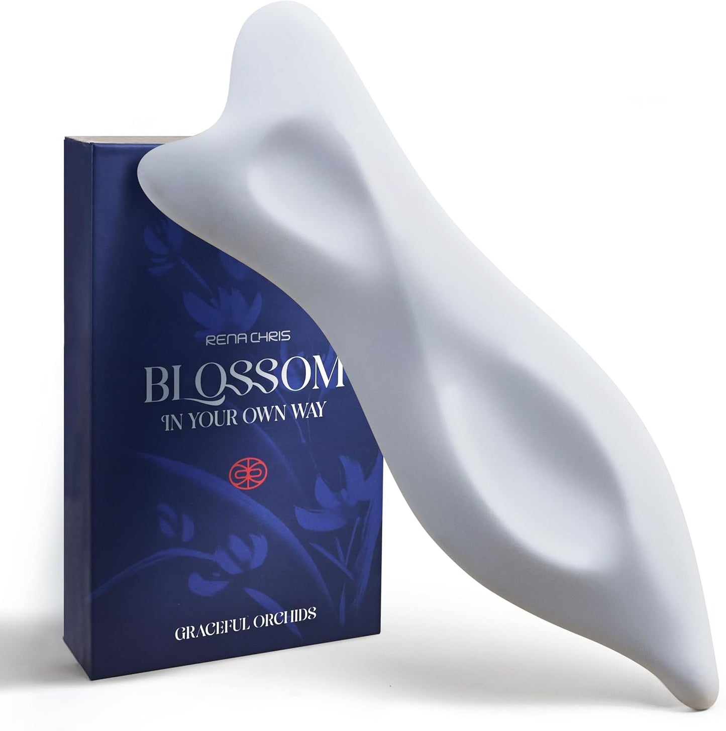 Rena Chris 3D Ceramic Gua Sha Facial Tools - Acupressure & Guasha for Face Massage, Jawline Sculpting, Puffiness Reduction- Skin Care Tool with User Manual