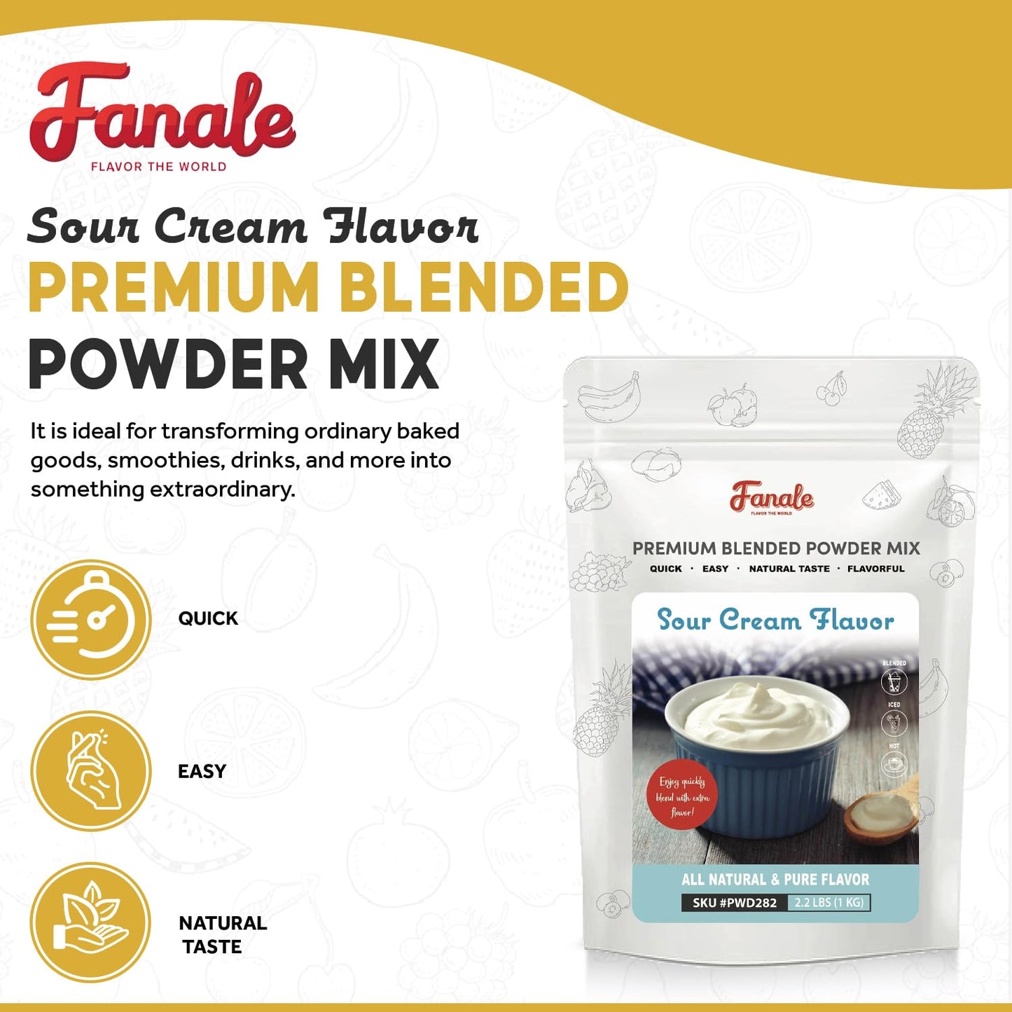 Fanale Premium Sour Cream Mix Bubble Tea Flavoring Powder | Perfect for Baking, Smoothies, Desserts and Drinks | Instant Flavoring Powder for Boba Milk Tea - 2.2 Pounds (Pack of 20)