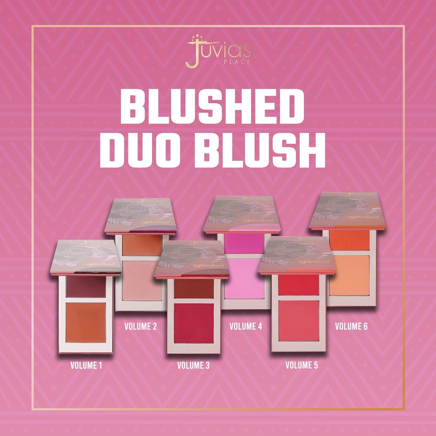 Juvia's Place Blushed Duo Blush - Two Tone Pigmented Buildable Pressed Mineral Powder - Rosy Natural Cheeks Matte Fresh Finish for All Skin Color -Volume2
